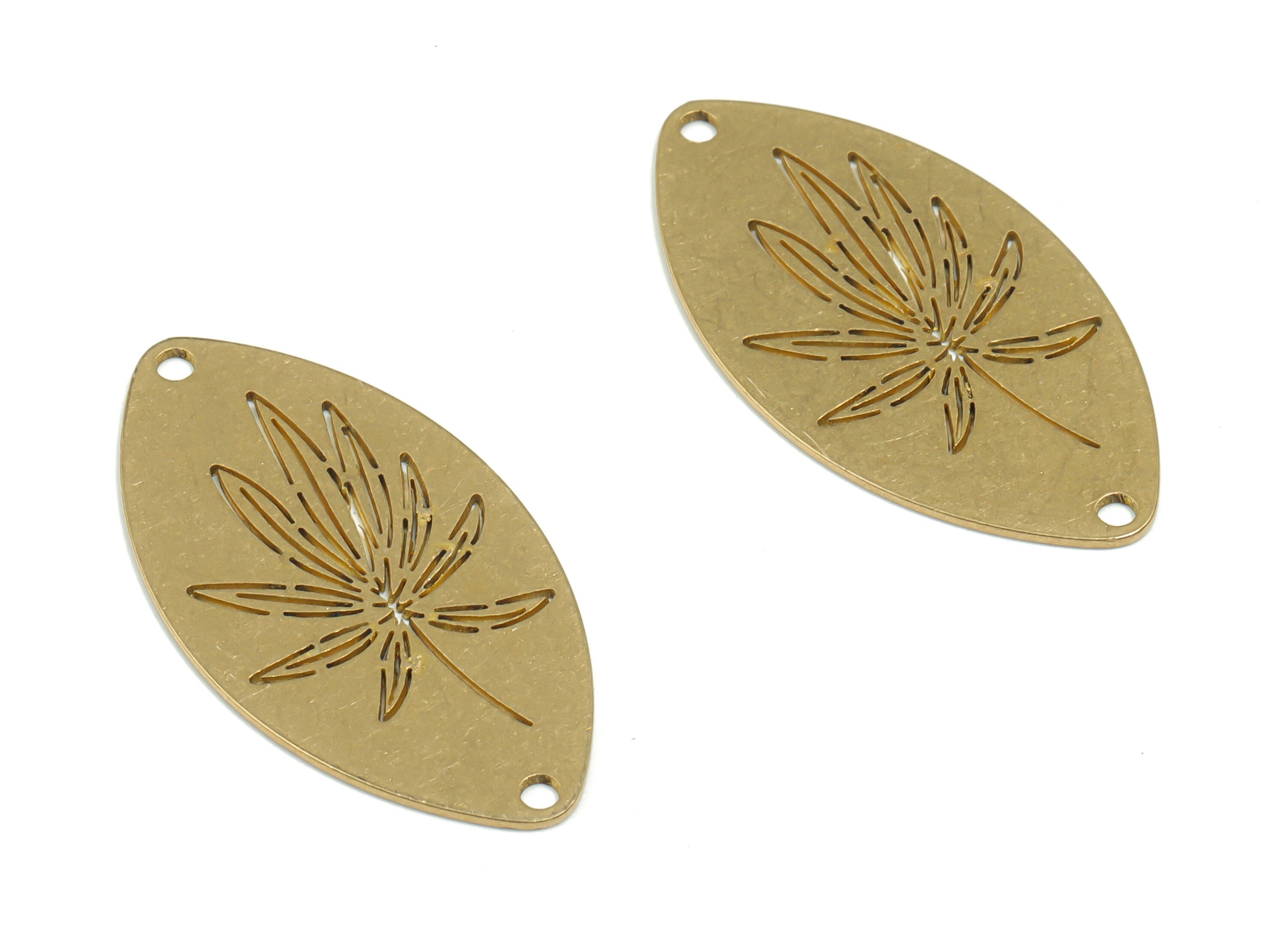 Brass Oval Lupin Earring Connectors - Raw Brass Oval Lupin Charms and Pendant - Jewelry Making Supplies - 29.76x15.62x0.57mm - PPA0313 - DOMEDBAZAAR