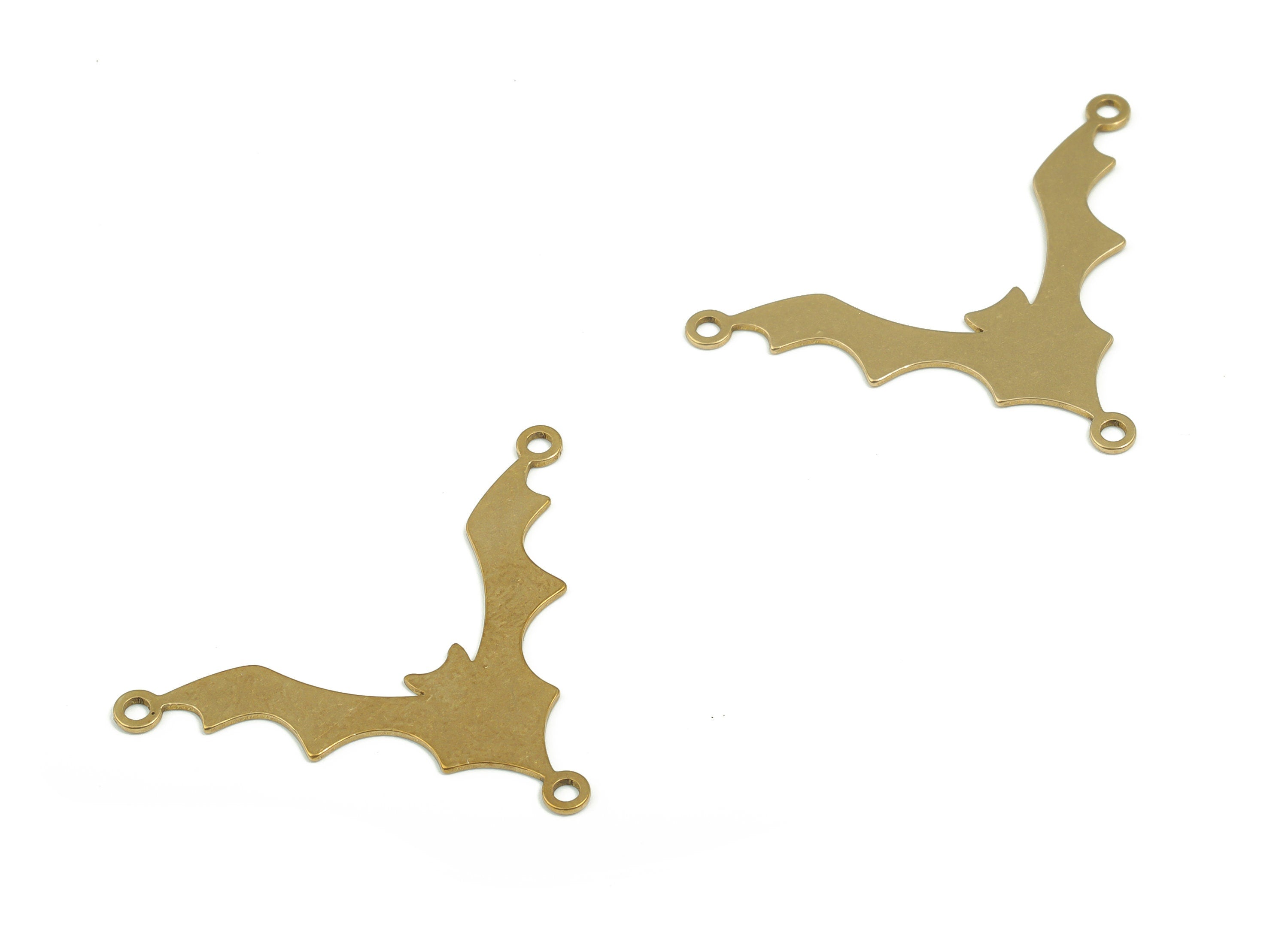 Brass Bat Earring Connectors - Raw Brass Flying Bat Charms and Pendant - Jewelry Making Supplies - 34.24x23.22x0.54mm - PPZ0063 - DOMEDBAZAAR