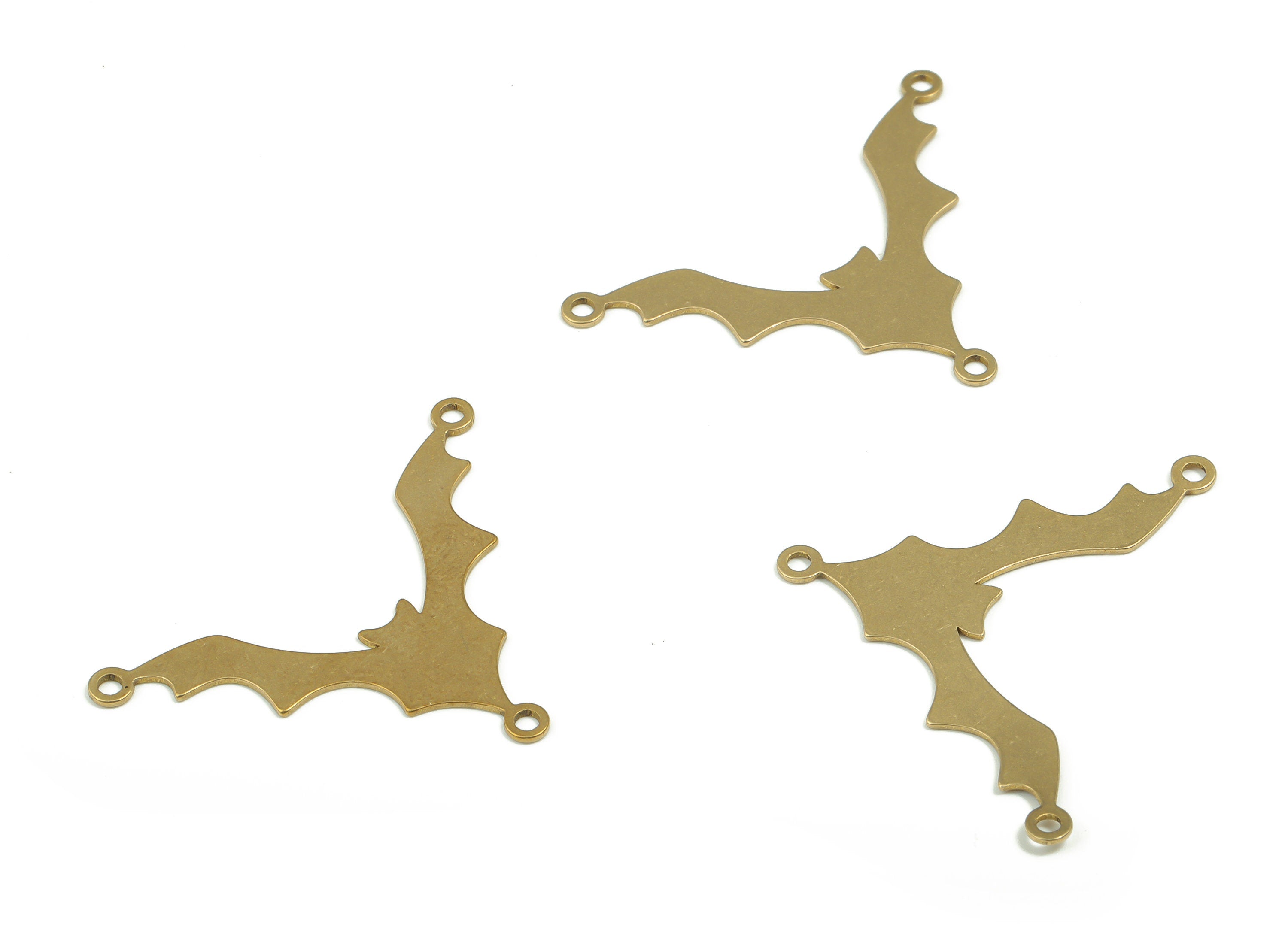 Brass Bat Earring Connectors - Raw Brass Flying Bat Charms and Pendant - Jewelry Making Supplies - 34.24x23.22x0.54mm - PPZ0063 - DOMEDBAZAAR