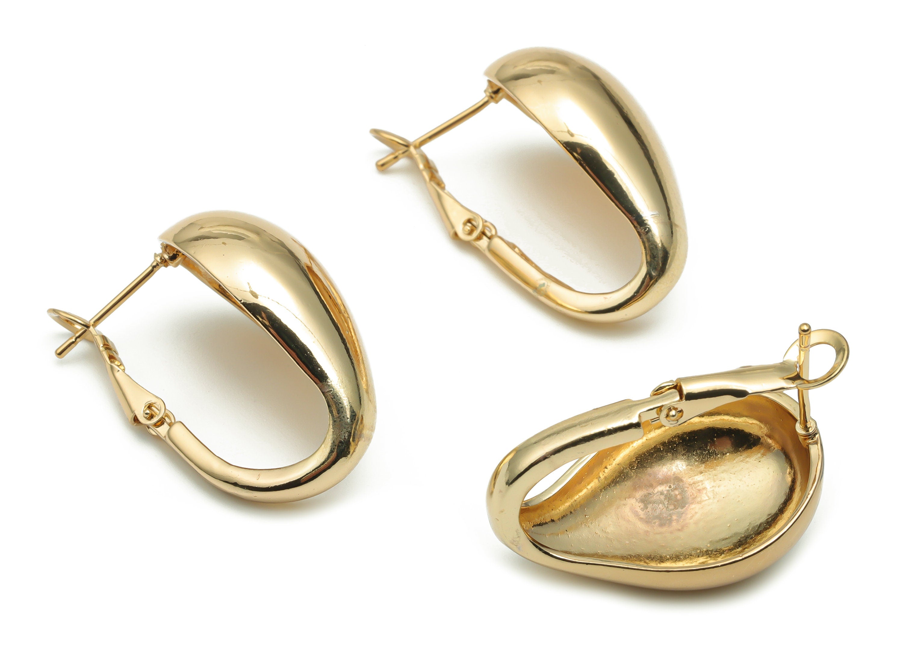 Brass Oval Earring Clasp - Gold Oval Clasp - Gold Tone Plated Brass Clasp - Jewelry Making Supplies - 27.53x18.22x0.96mm - PP5074G - DOMEDBAZAAR