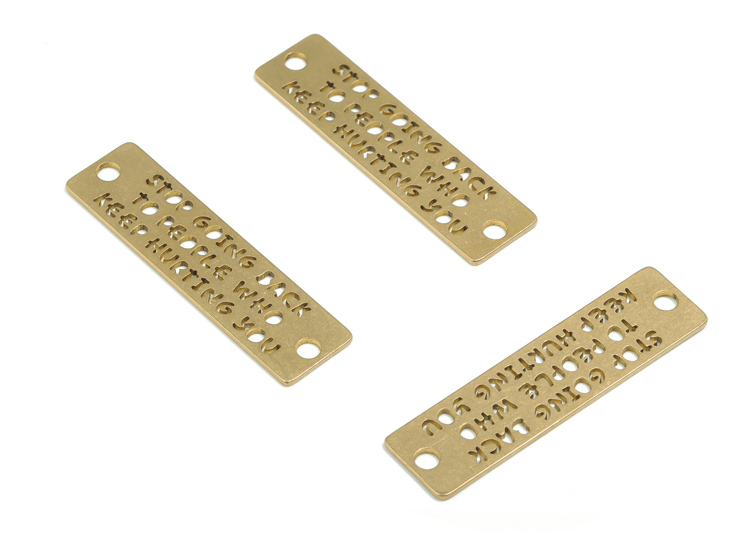 Brass Rectangle Earring Connectors - Raw Brass English Charms and Pendant - Jewelry Making Supplies - 37.8x9.87x0.75mm - PPZ0049-1 - DOMEDBAZAAR