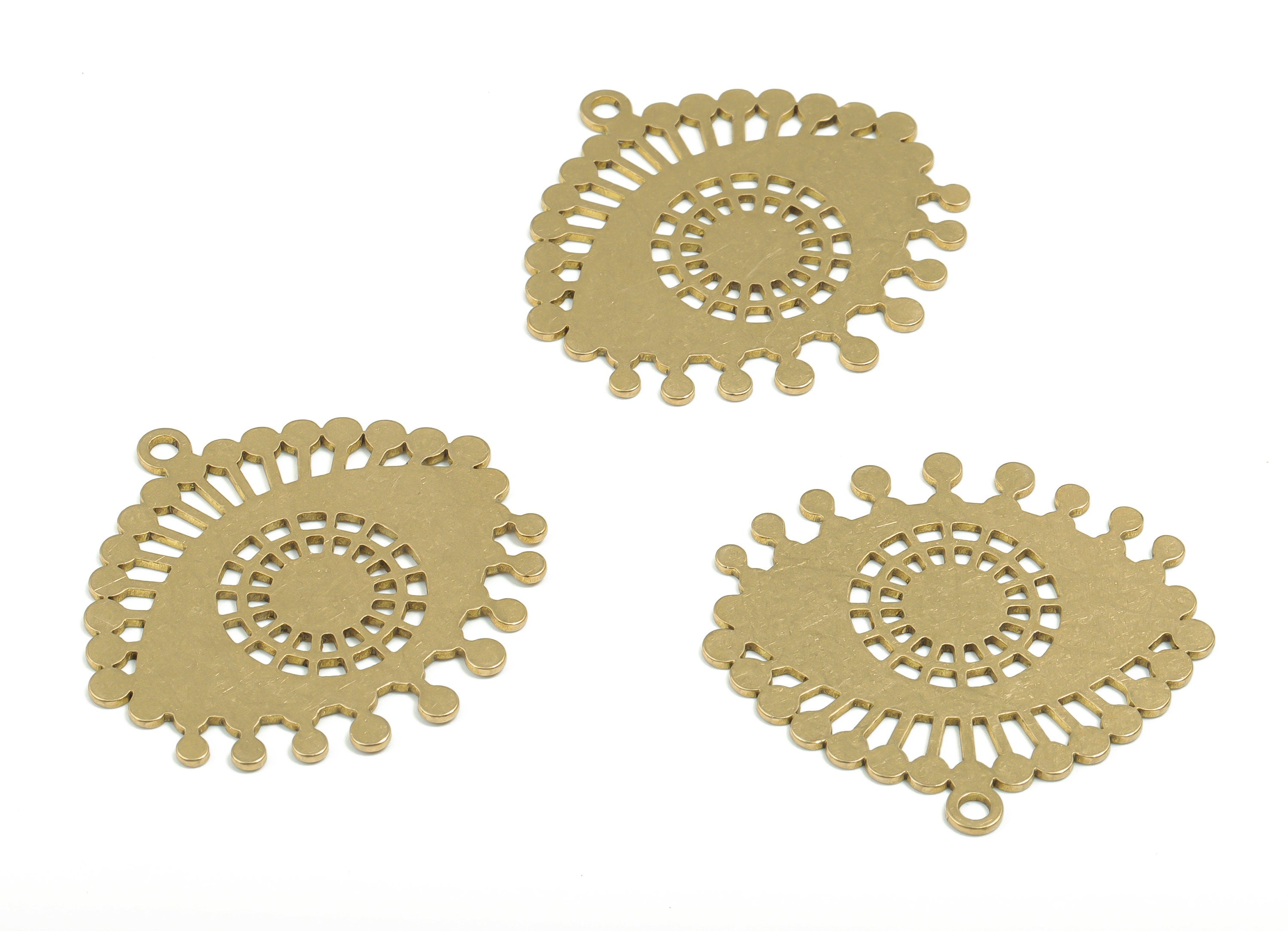 Brass Eye Earring Charms - Raw Brass EyeLash Sun Pendant - Jewelry Making Supplies - 34.73mm x 32.94mm x 0.76mm - PPA0314 - DOMEDBAZAAR