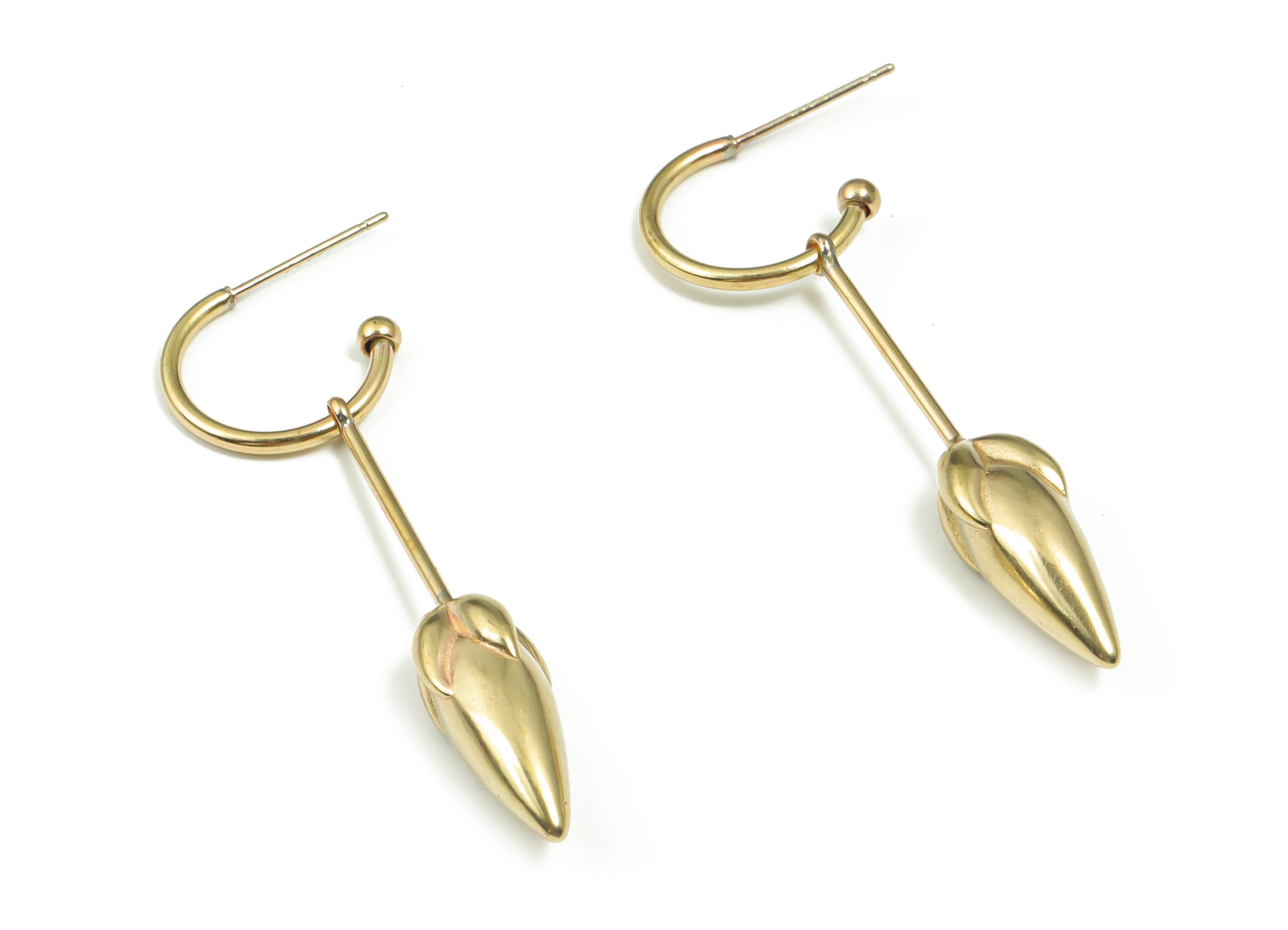 Brass Tulip Earring Stud - Raw Brass Tulip Earring Post - Brass Stud - Jewelry Making Supplies - 40.06mm x 6.91mm x 6.91mm - PP4905 - DOMEDBAZAAR