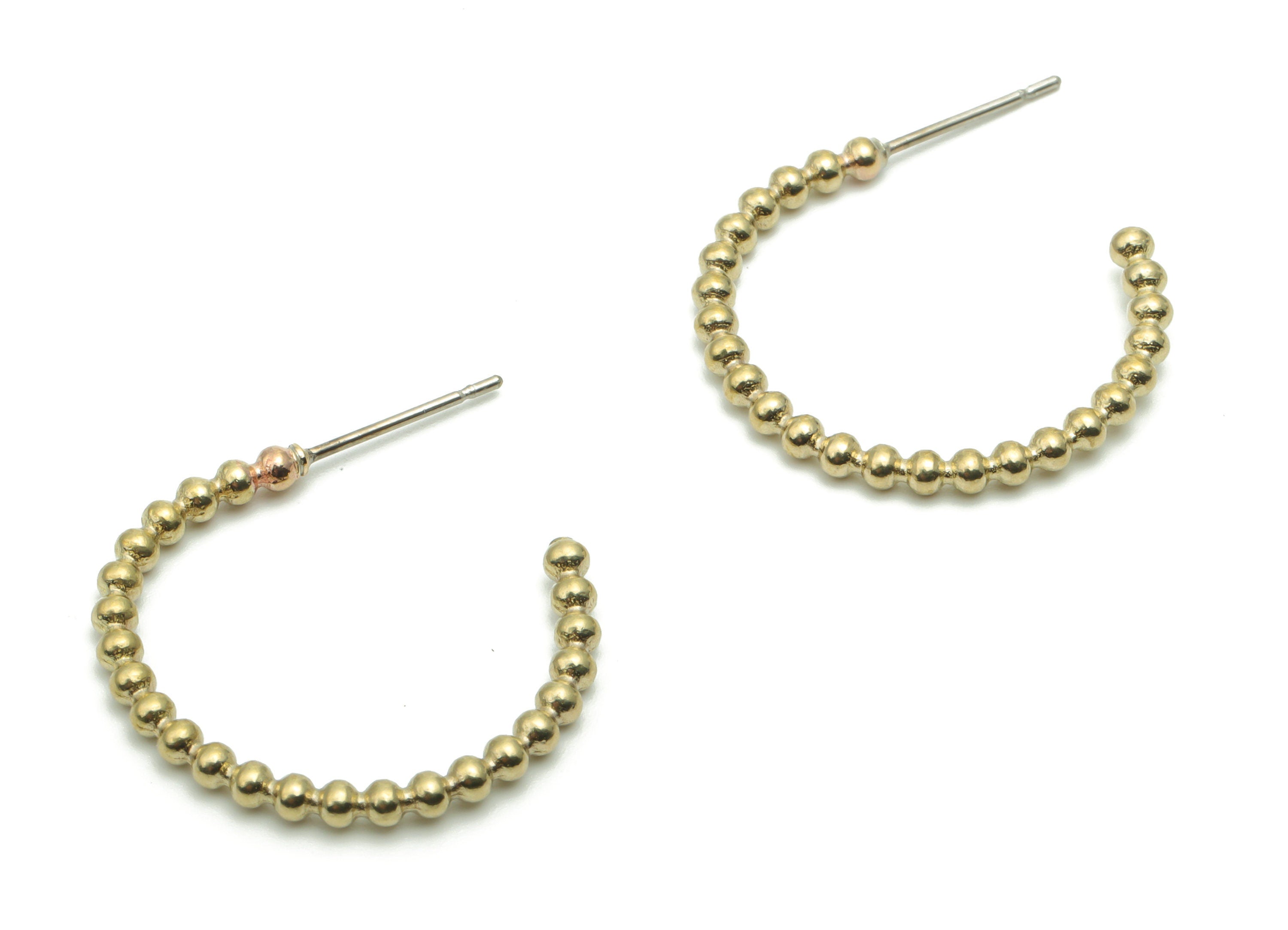 Brass C Beads Earring Stud - Raw Brass C Beads Earring Post - Open Hoop Stud - 316 Surgical Stainless Steel Stud - 23.98x20.9x2.2mm - PP5091 - DOMEDBAZAAR
