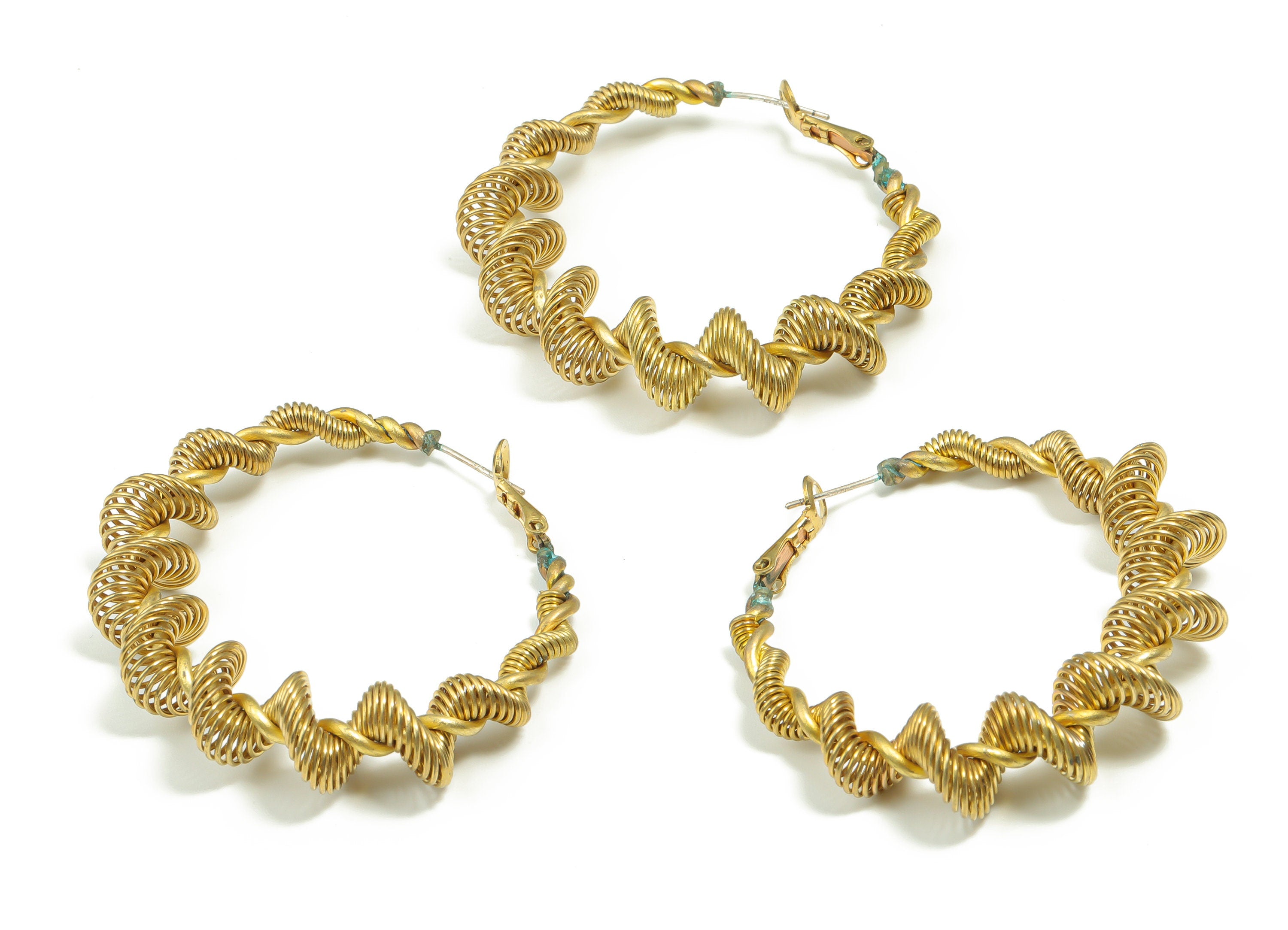 Brass Circle Spiral Huggies Hoop Earrings - Brass Stud Earring – Curly Hoop Earrings – Earring Jewelry Supplies - 48.78x44.75x11.2mm -PP4897 - DOMEDBAZAAR