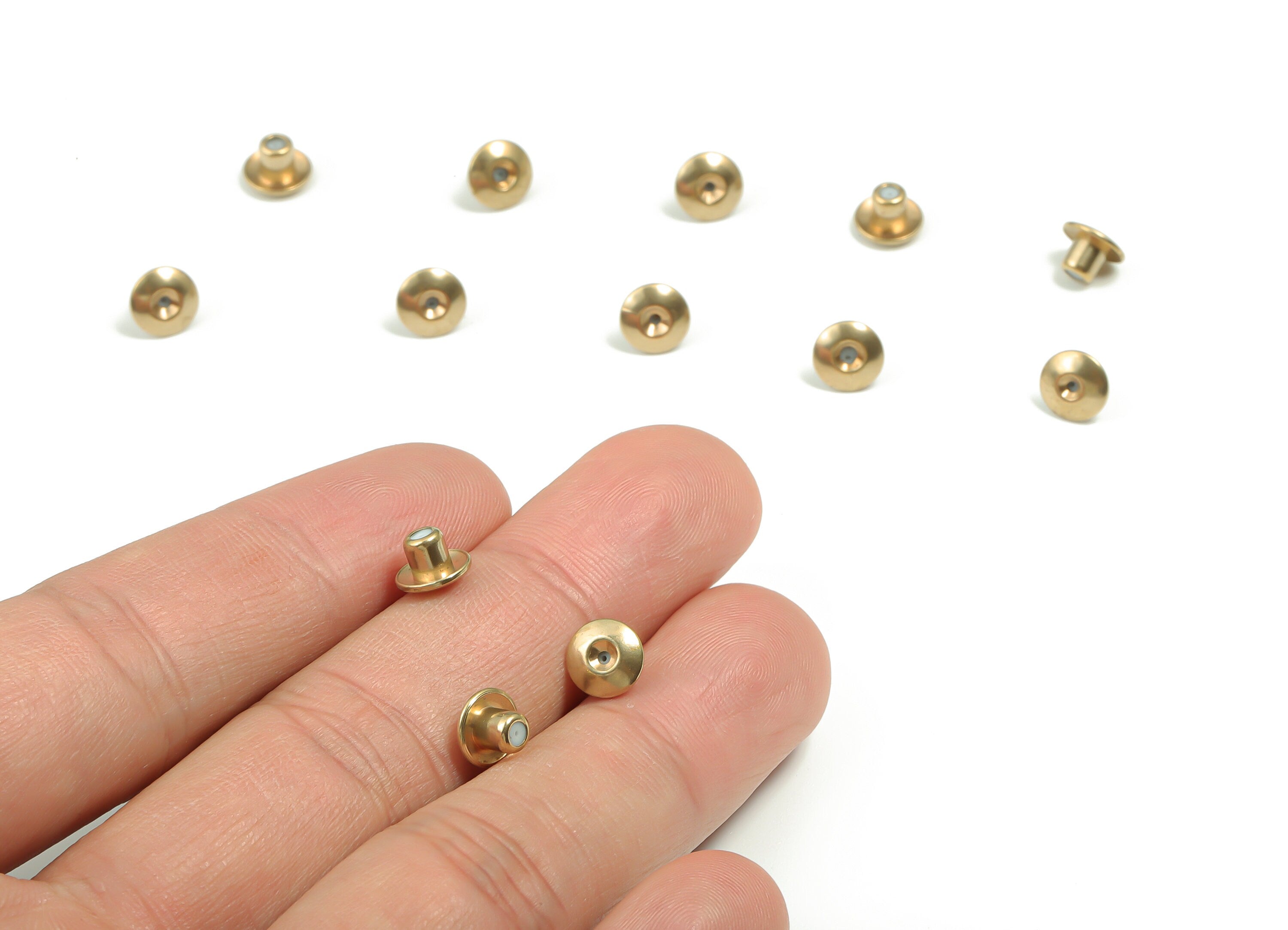 Raw Brass Earring Stopper Silicon - Ear Nuts - Ear Wire Backs - Earring Findings - Jewellery Making Supplies - 6.92x4.88x3.63mm - PP4913 - DOMEDBAZAAR