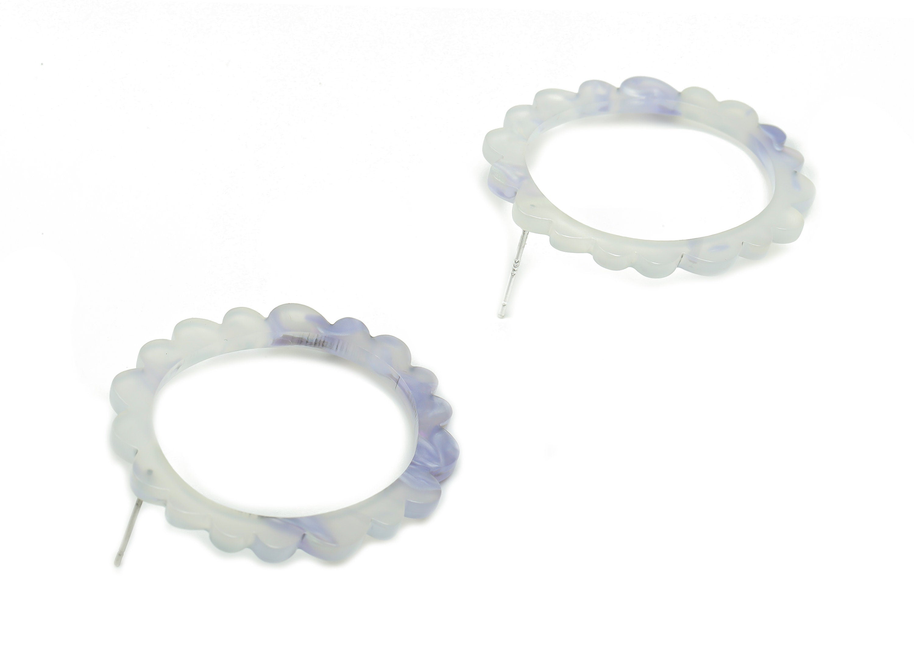 Acrylic Wave Oval Earring Post - Acrylic Flower Hoop Stud - 316 Surgical Stainless Steel - Color Code: A594 - 39.66x34.5x2.6mm - AC2359-A594 - DOMEDBAZAAR