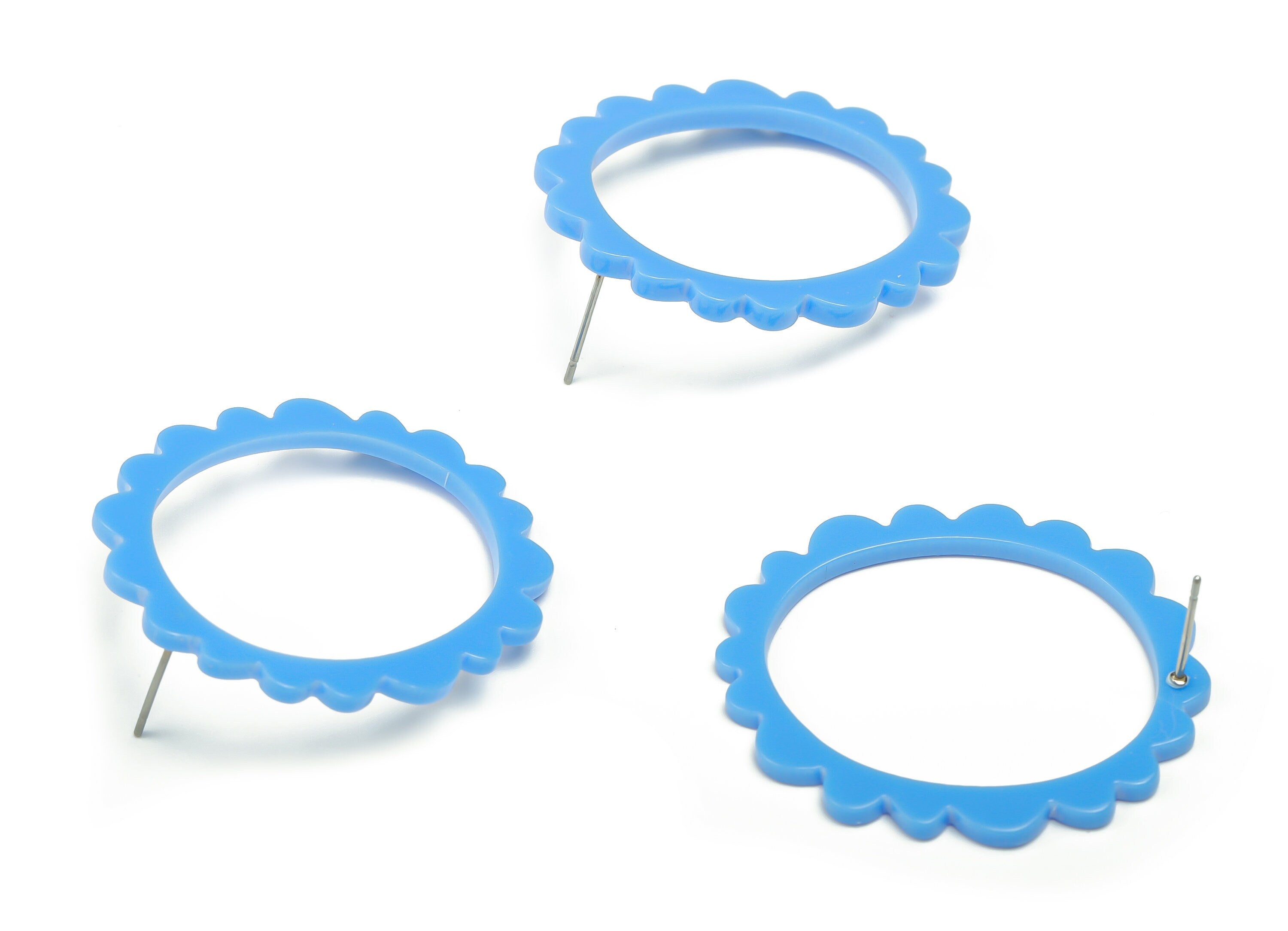 Acrylic Wave Oval Earring Post - Acrylic Flower Hoop Stud - 316 Surgical Stainless Steel - Color Code: A521 - 39.46x34.7x2.5mm - AC2359-A521 - DOMEDBAZAAR