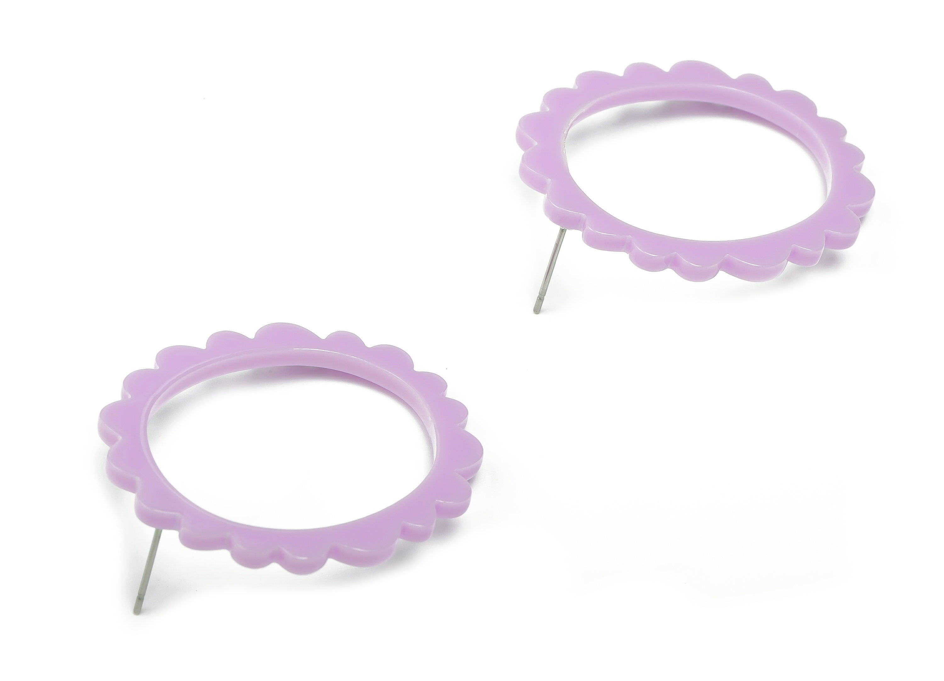 Acrylic Wave Oval Earring Post - Acrylic Flower Hoop Stud - 316 Surgical Stainless Steel - Color Code: A675 - 39.87x34.7x2.4mm - AC2359-A675 - DOMEDBAZAAR