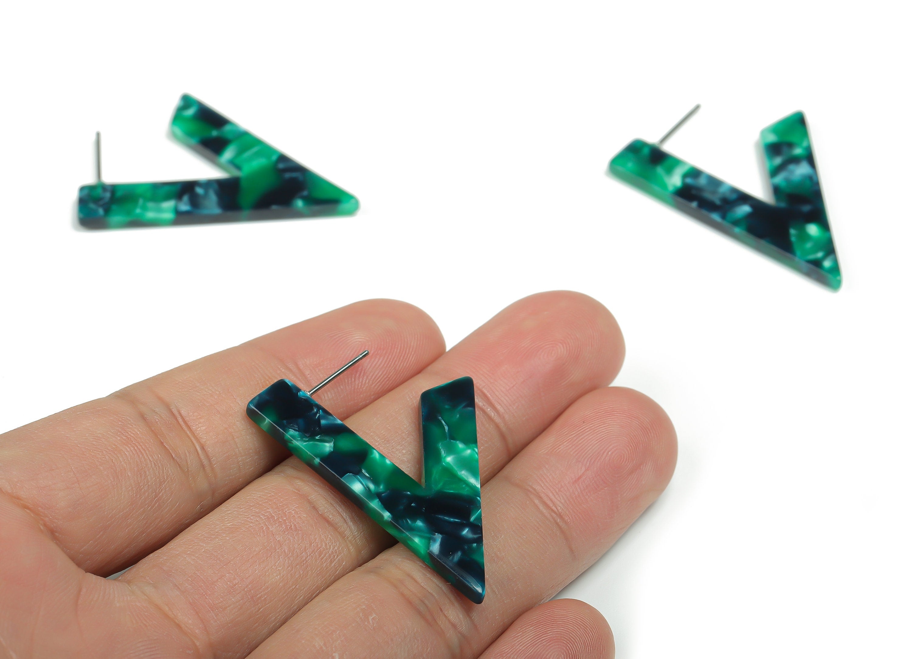Acetate V Earring Post - Acetate V Earring Stud - 316 Stainless Steel Surgical Stud - Color Code: A13 - 39.68x25.61x2.63mm - AC2350-A13 - DOMEDBAZAAR