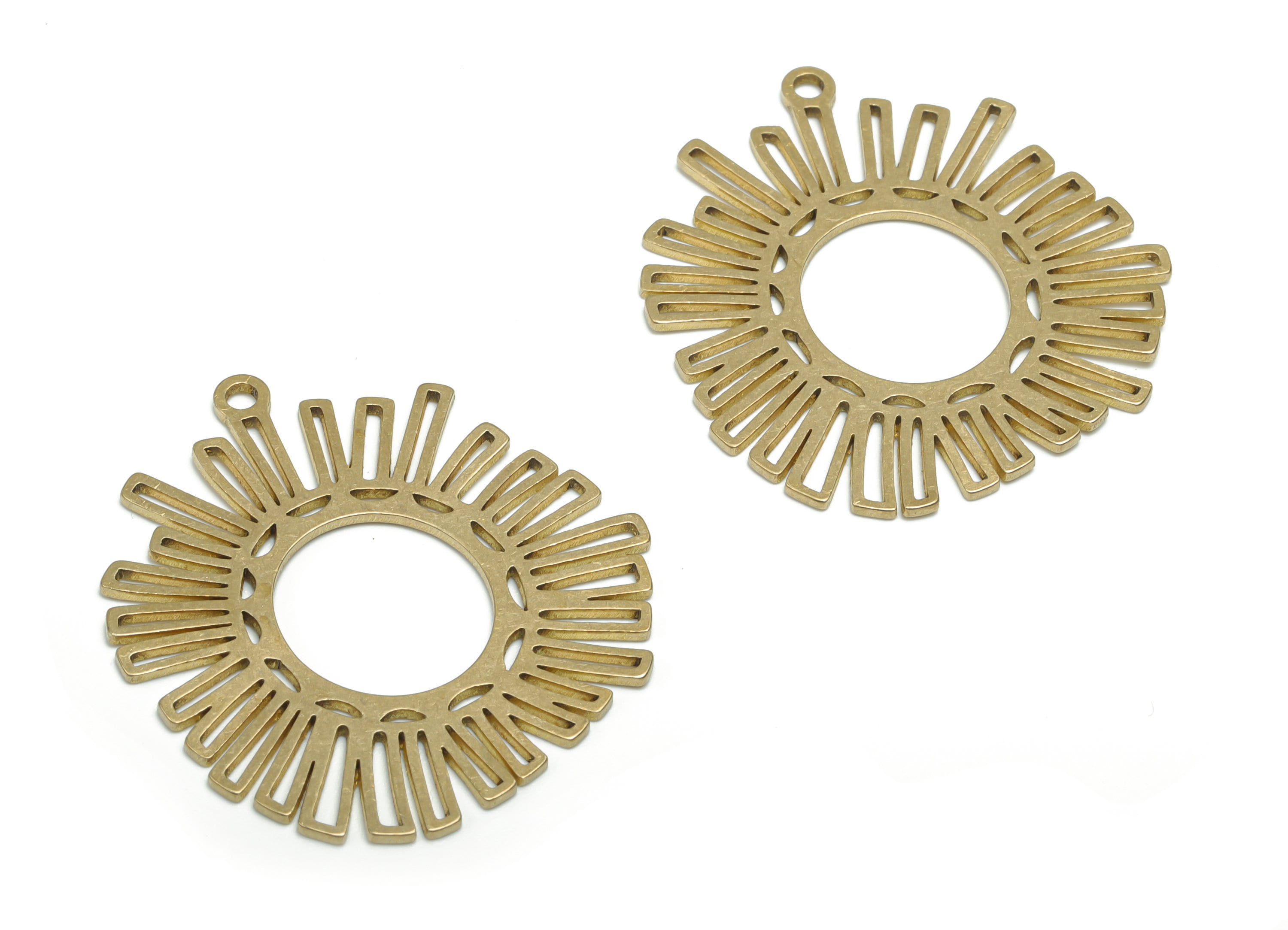 Brass Sun Earring Charms - Raw Brass Sun Pendant - DIY Jewelry Making Supplies - 35.69x32x0.84mm - PPA1089 - DOMEDBAZAAR