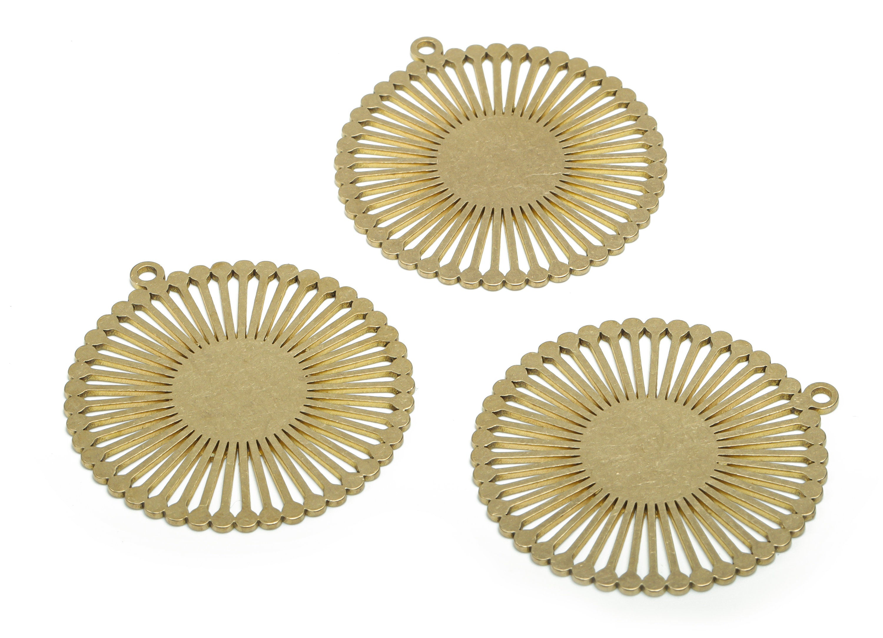 Brass Sun Earring Charms - Raw Brass Sun Pendant - DIY Jewelry Making Supplies - 40.82x37.73x0.85mm - PPA1061 - DOMEDBAZAAR