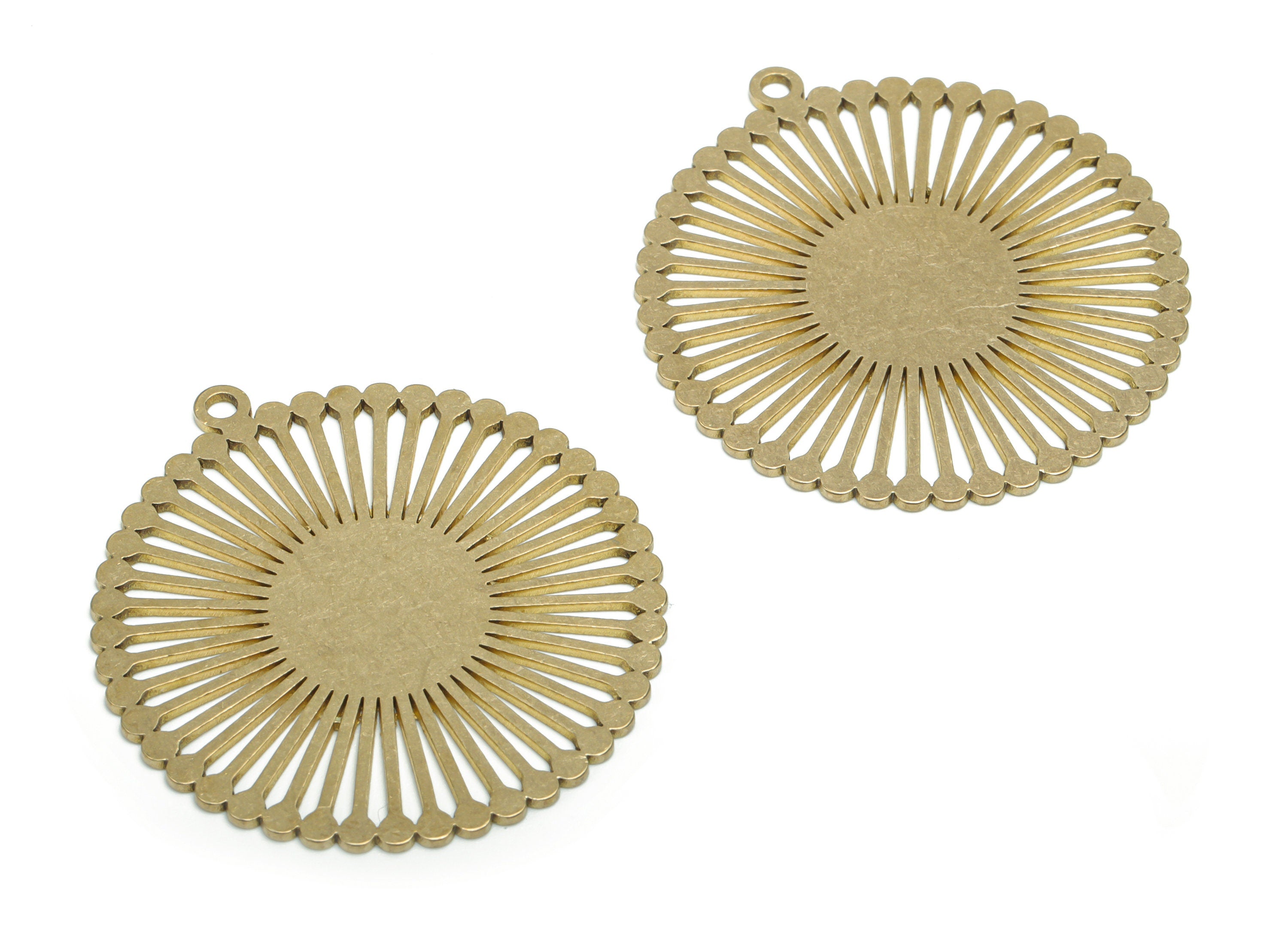 Brass Sun Earring Charms - Raw Brass Sun Pendant - DIY Jewelry Making Supplies - 40.82x37.73x0.85mm - PPA1061 - DOMEDBAZAAR