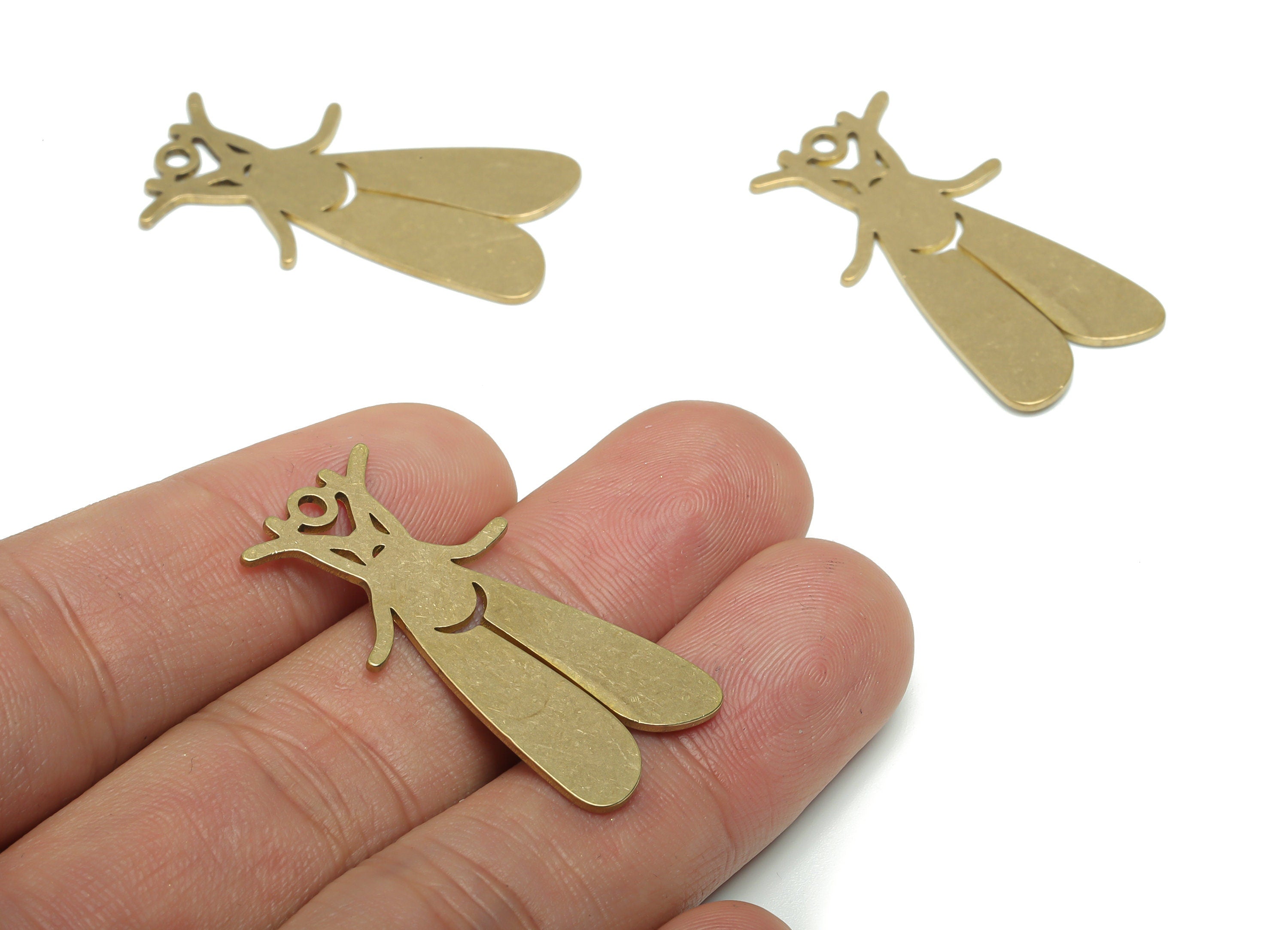 Personalized Stamping Blank - Brass Moth Earring Charms - Raw Brass Moth Pendant - Jewelry Making Supplies - 34.87x18.42x0.84mm - PPA1309 - DOMEDBAZAAR