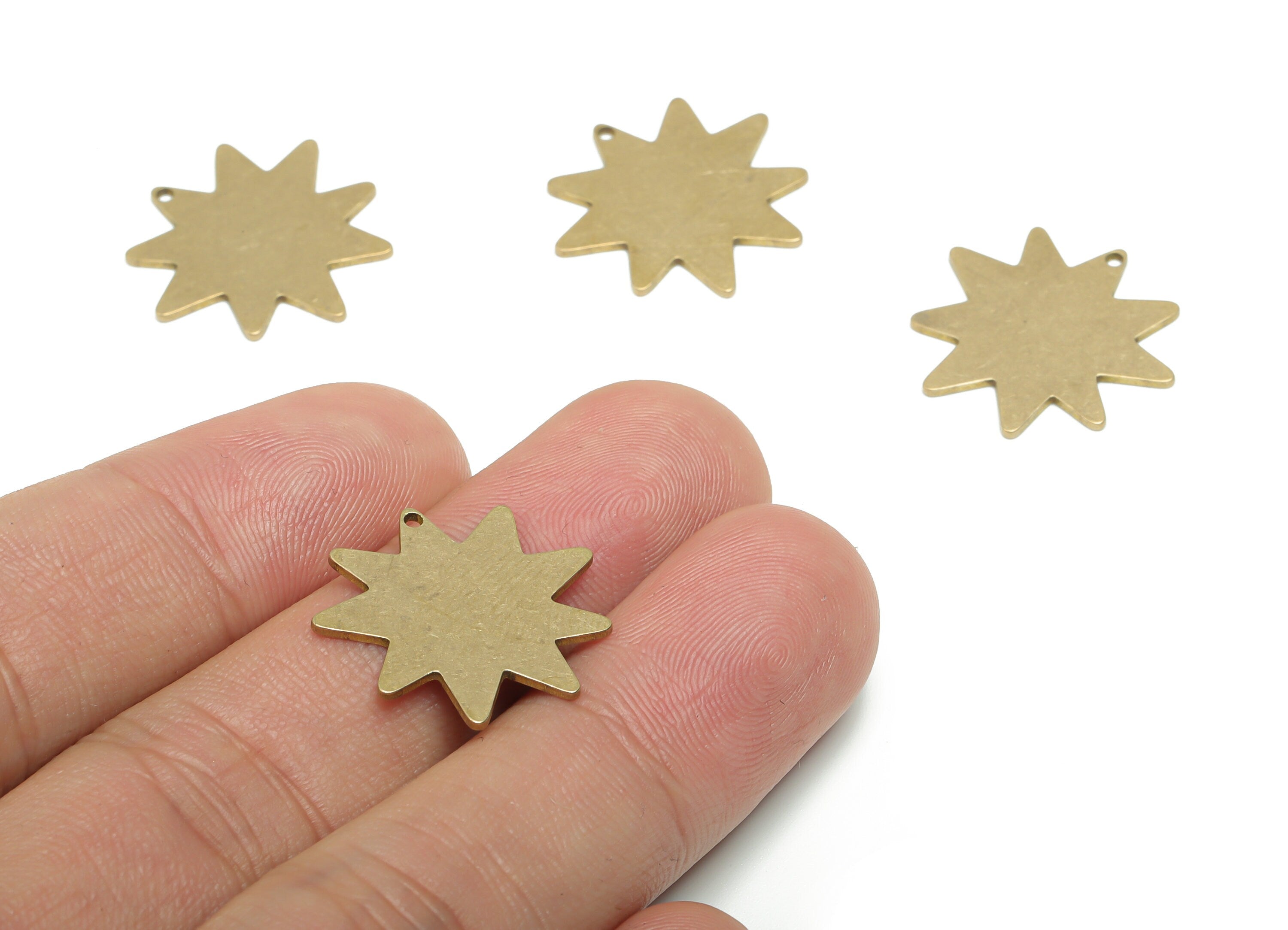Personalized Stamping Blank - Brass Planet Earring Charms - Raw Brass Star Pendant - Jewelry Making Supplies - 20.65x19.55x0.73mm - PPA0540X - DOMEDBAZAAR