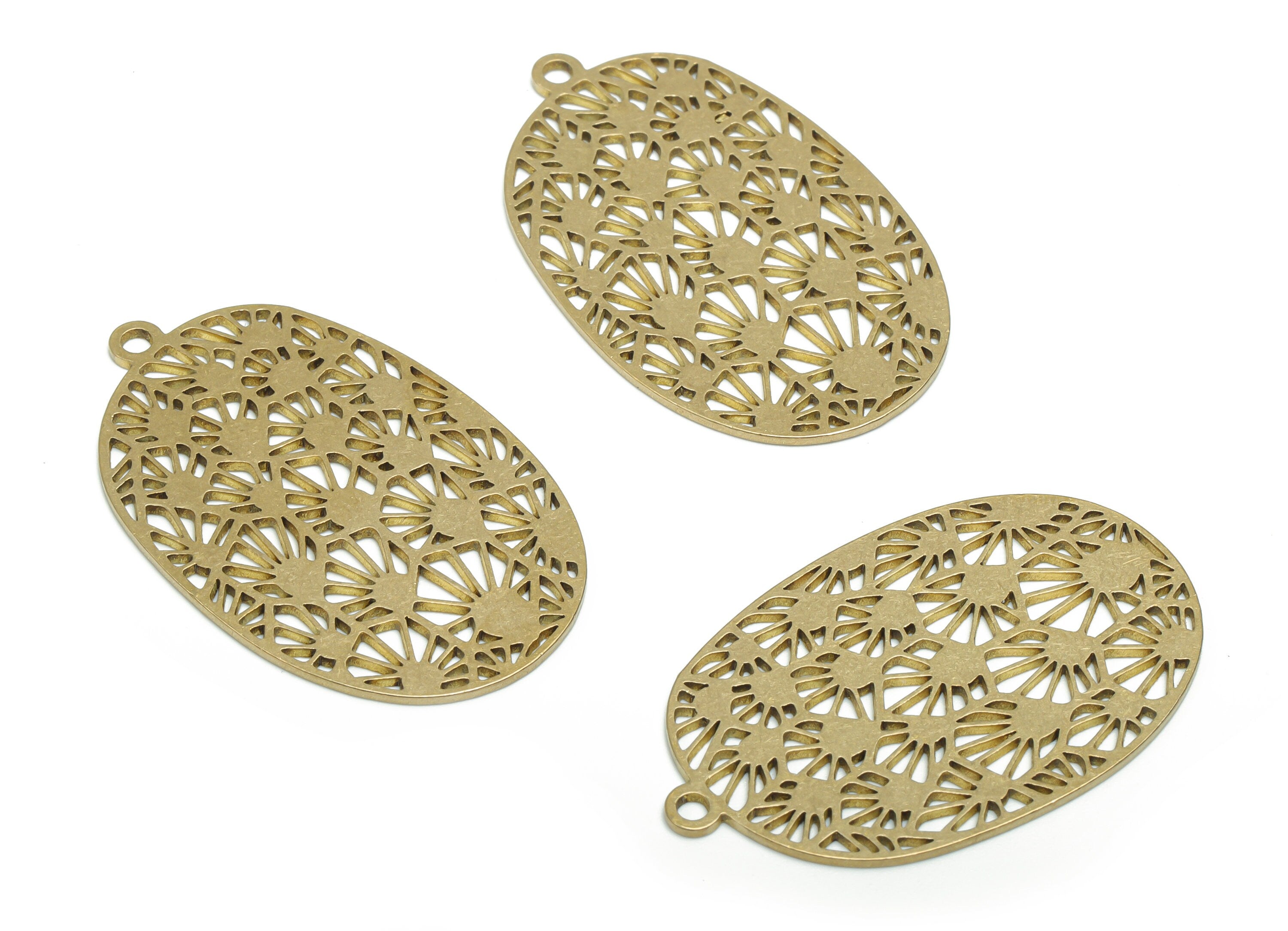 Brass Oval Sun Earring Charms - Raw Brass Oval Flowers Pendant - DIY Jewelry Making Supplies - 39.8x24.83x0.84mm - PPA1060 - DOMEDBAZAAR