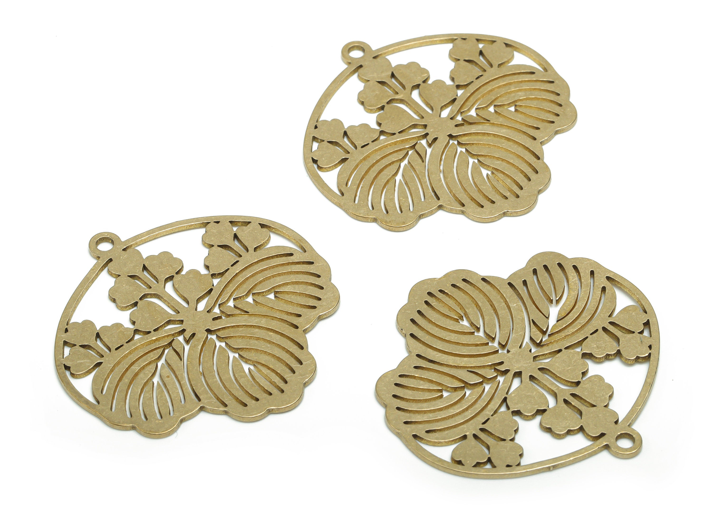 Brass Flowers Earring Charms - Raw Brass Flowers Pendant - DIY Jewelry Making Supplies - 34.77x34.73x0.83mm - PPA1261 - DOMEDBAZAAR