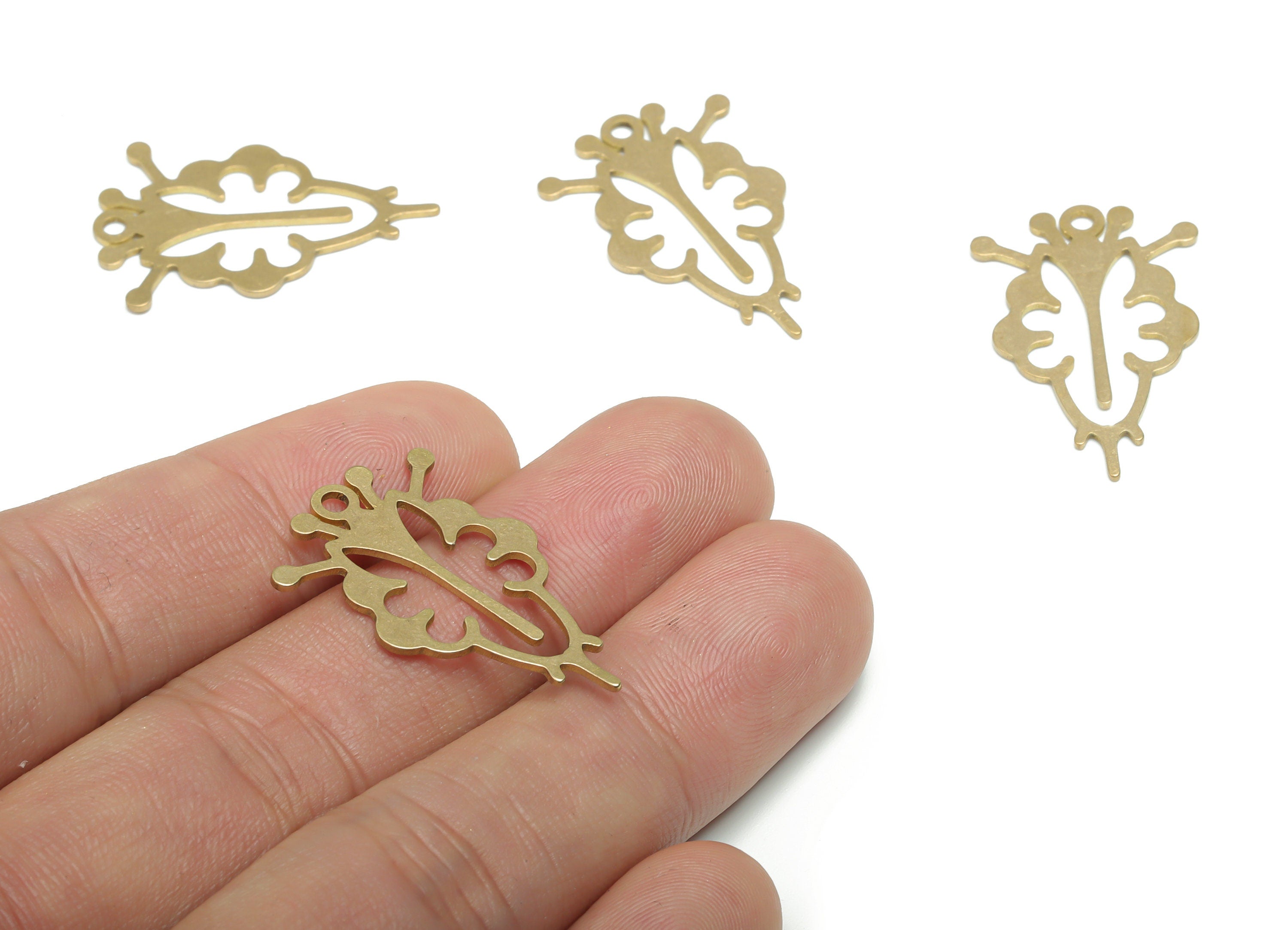 Brass Beetle Earring Charms - Raw Brass Insect Pendant - DIY Jewelry Making Supplies - 29.68x19.34x0.74mm - PPA0909 - DOMEDBAZAAR
