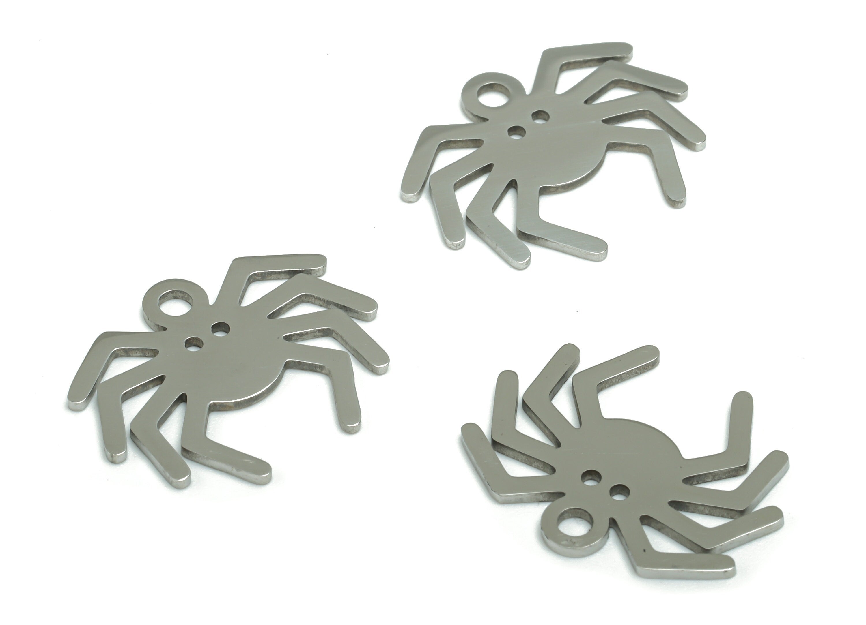 Stainless Steel Spider Earring Charms - Stainless Steel Spider Pendant - Jewelry Making Supplies - 19.6x15.98x0.84mm - SSZS0027 - DOMEDBAZAAR