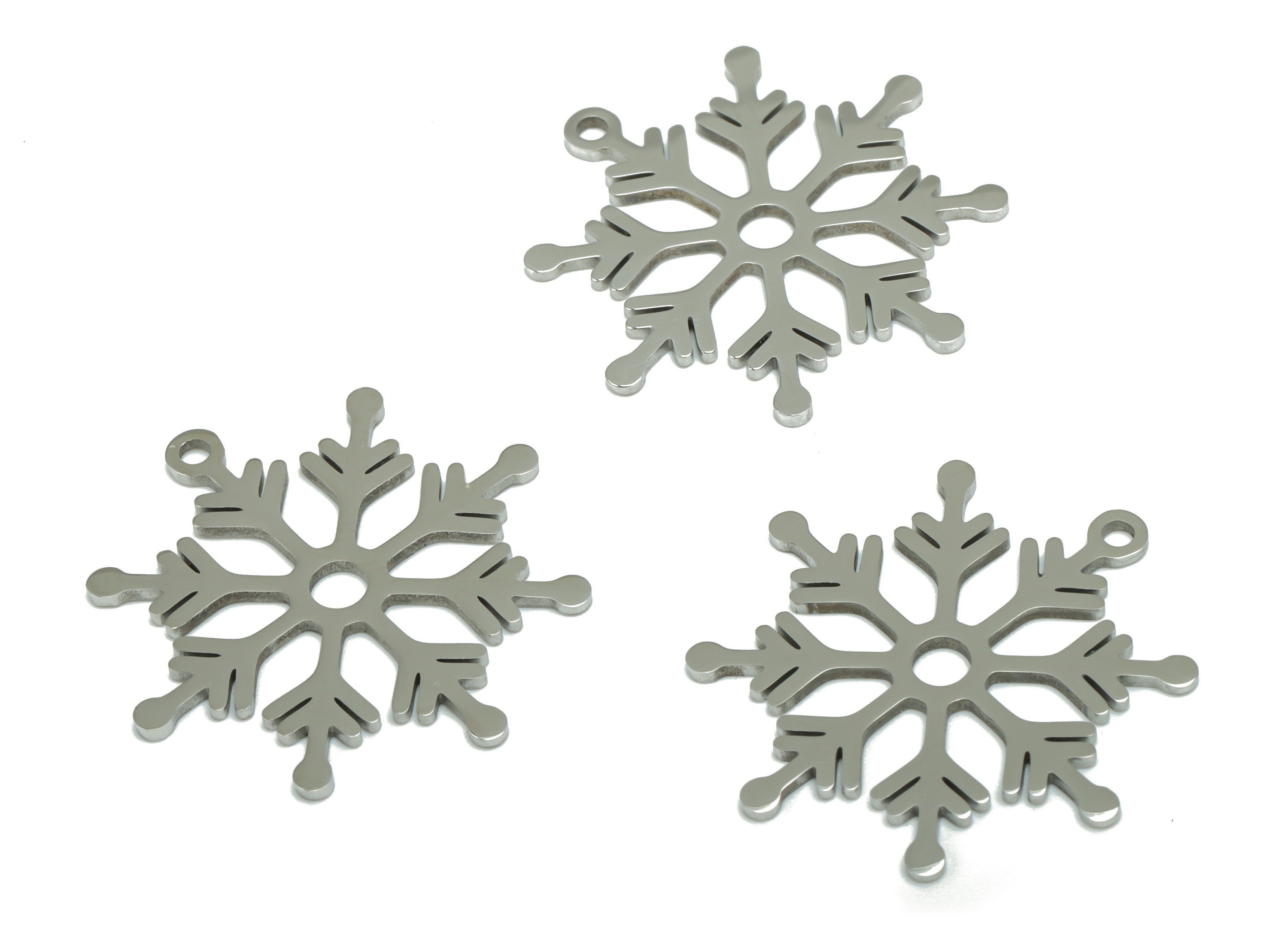 Stainless Steel Snowflake Earring Charms - Stainless Steel Snowflake Pendant - Jewelry Making Supplies - 25.35x24.78x0.86mm - SSZS0005 - DOMEDBAZAAR
