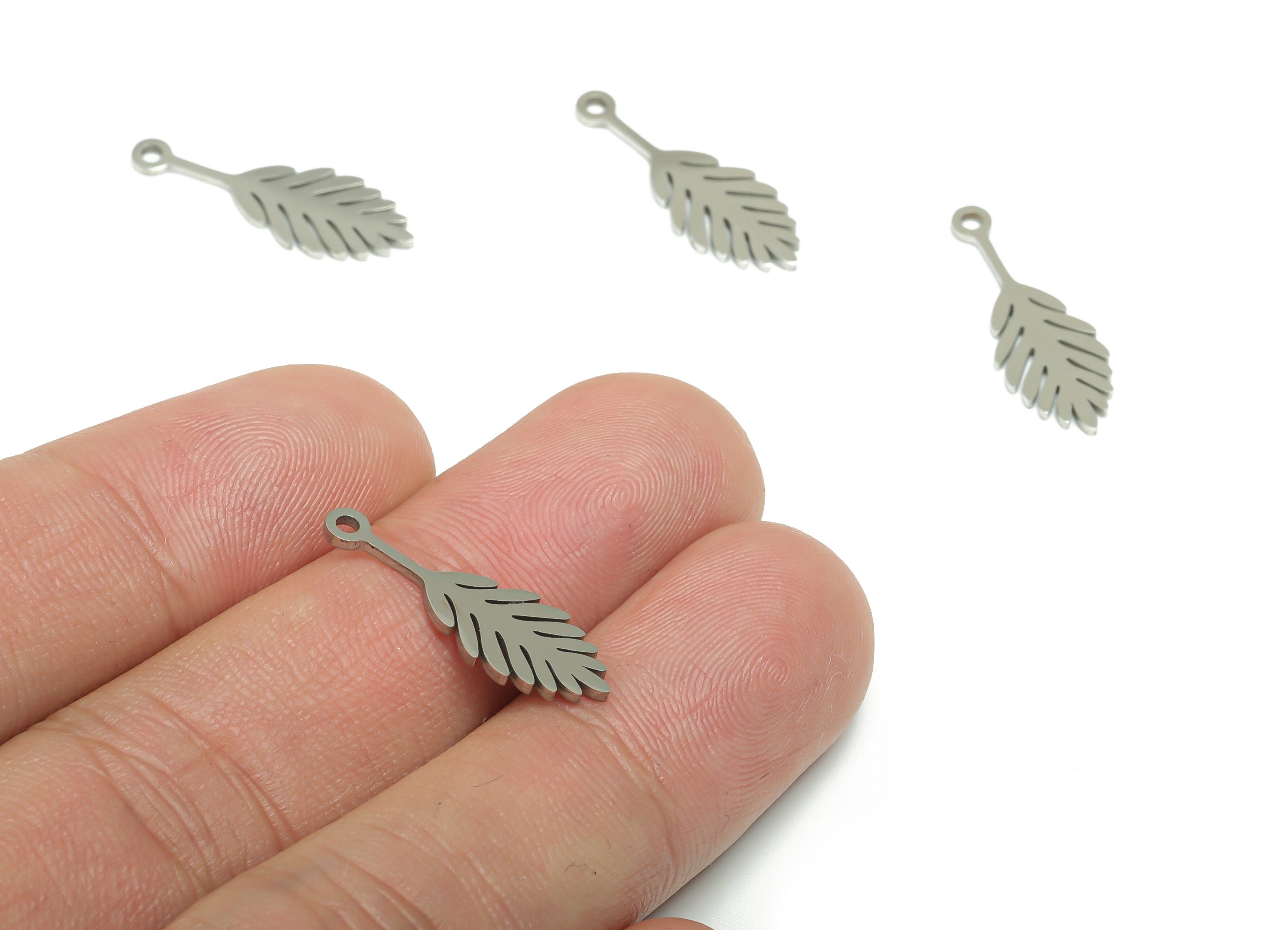 Stainless Steel Branch Earring Charms - Stainless Steel Leaf Pendant - Jewelry Making Supplies - 22.12x7.72x0.87mm - SSZS0003 - DOMEDBAZAAR