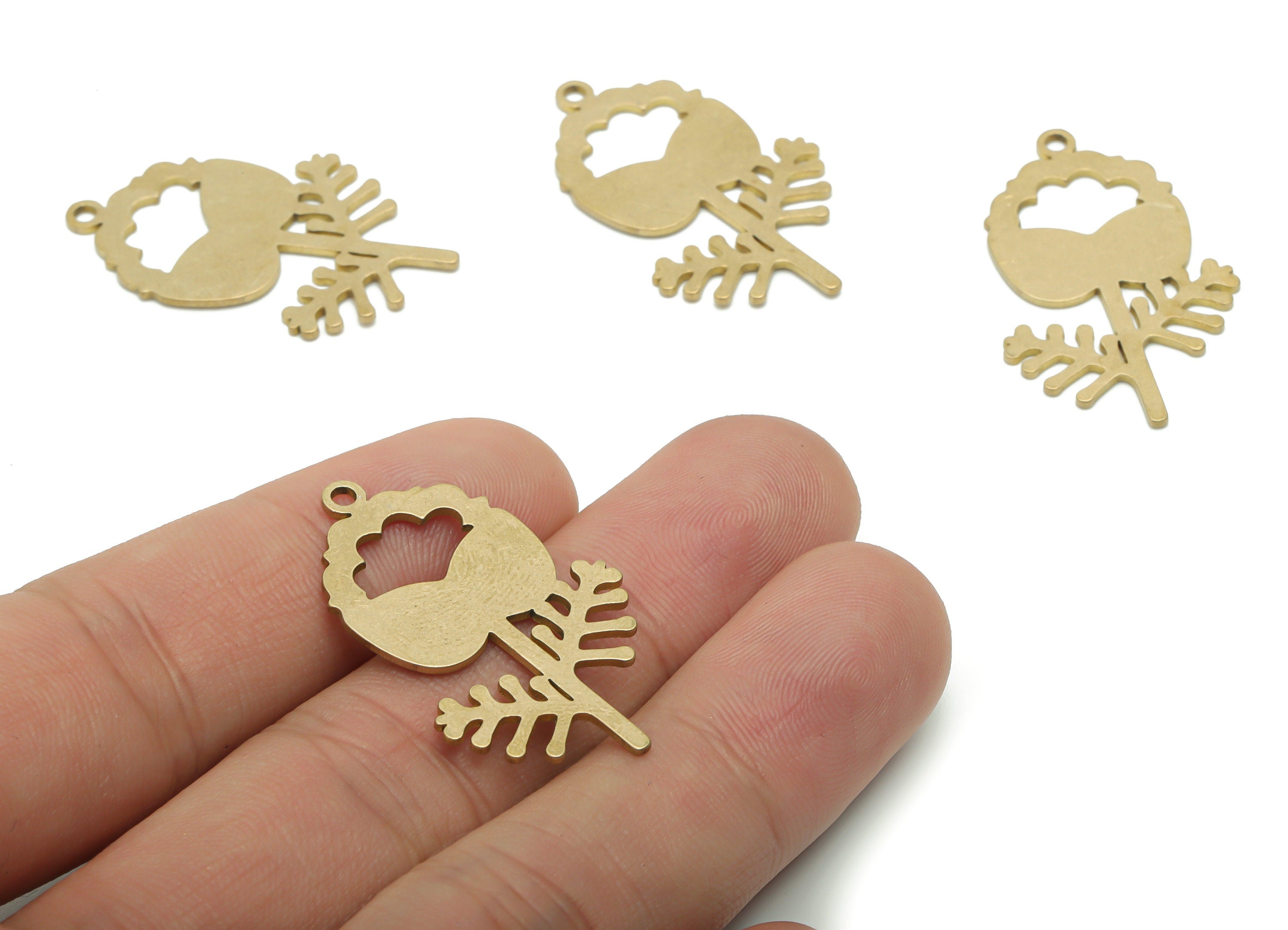 Brass Flower Earring Charms - Raw Brass Flower Pendant - DIY Jewelry Making Supplies - 34.76x21.41x0.84mm - PPA1249 - DOMEDBAZAAR
