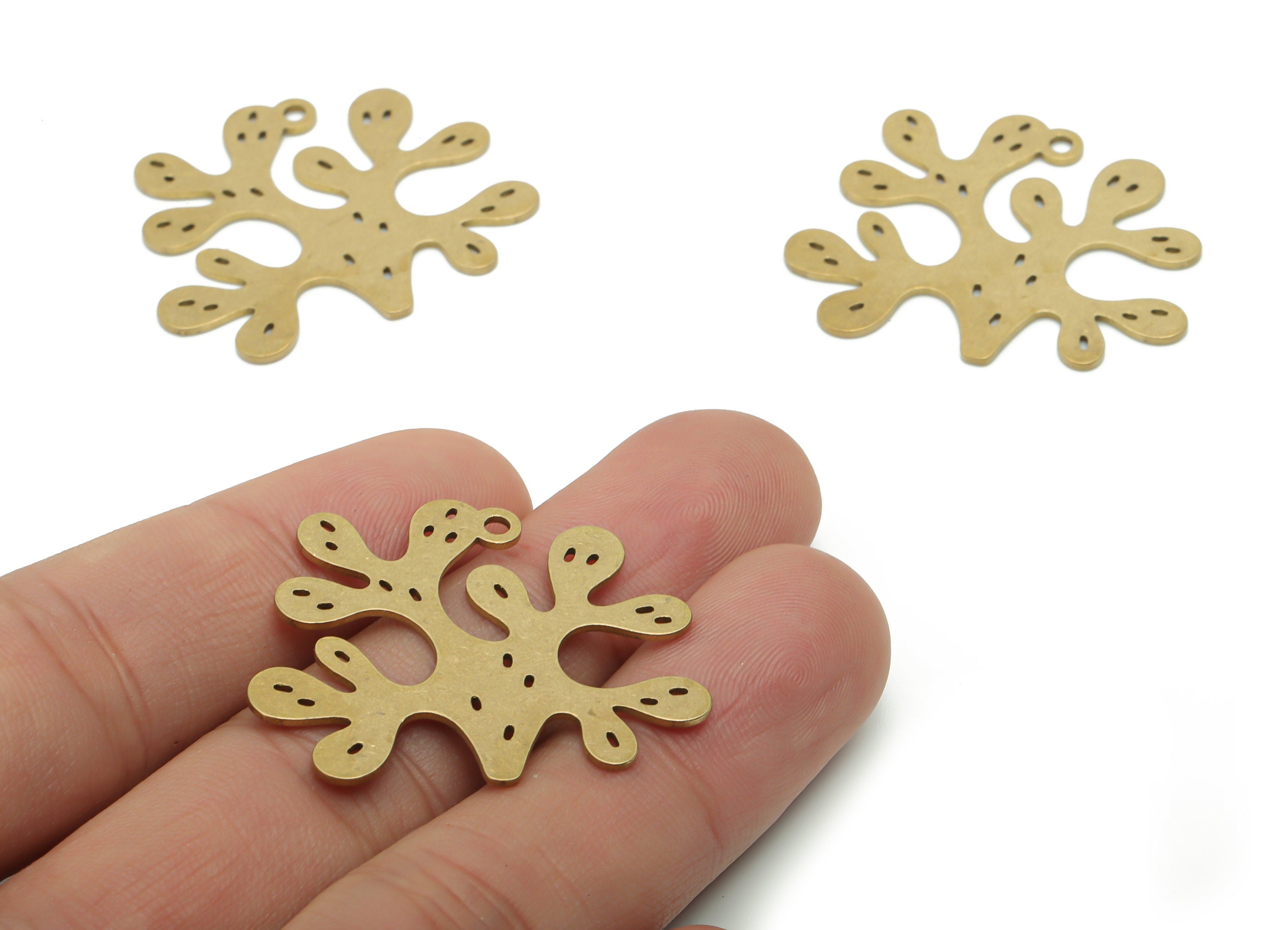 Brass Bubble Coral Earring Charms - Raw Brass Bubble Coral Pendant - DIY Jewelry Making Supplies - 34.77x29.17x0.85mm - PPA1129 - DOMEDBAZAAR