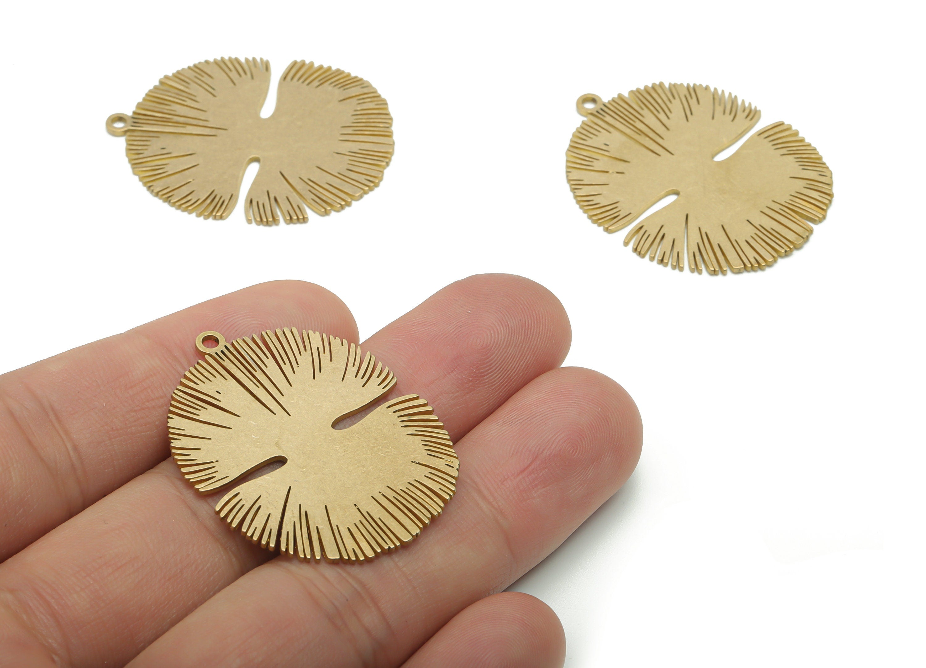 Brass Semicircle Sun Earring Charms - Raw Brass Sun Half Moon Pendant - DIY Jewelry Making Supplies - 37.75x29.52x0.84mm - PPA1056 - DOMEDBAZAAR