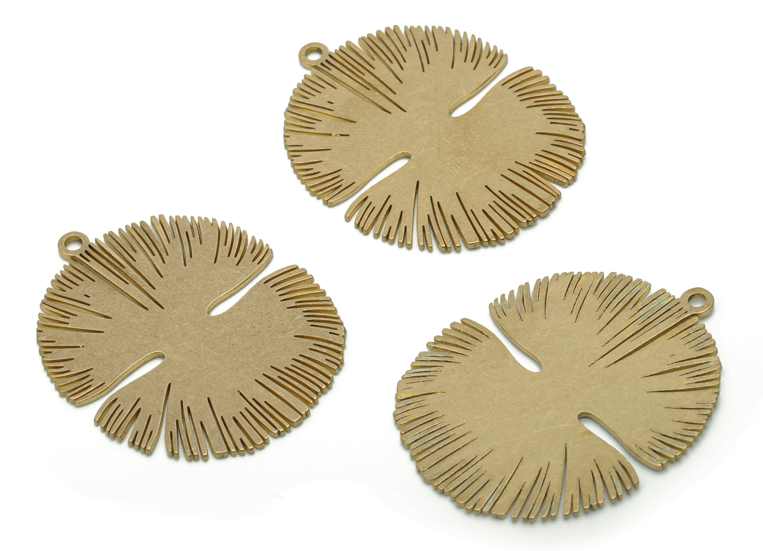Brass Semicircle Sun Earring Charms - Raw Brass Sun Half Moon Pendant - DIY Jewelry Making Supplies - 37.75x29.52x0.84mm - PPA1056 - DOMEDBAZAAR