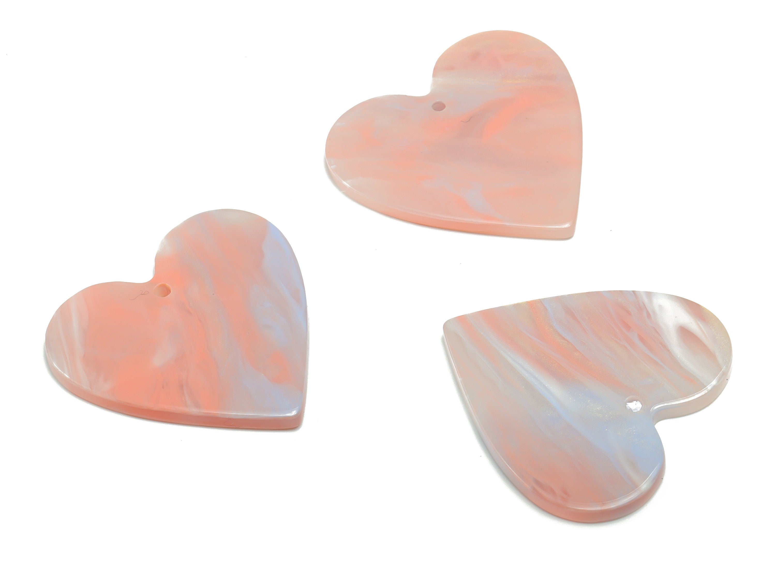Acetate Heart Earring Charms - Acetate Heart Pendant - Jewelry Making Supplies - Color Code: A782 - 31.94x31.16x2.5mm - AC1431-A782 - DOMEDBAZAAR