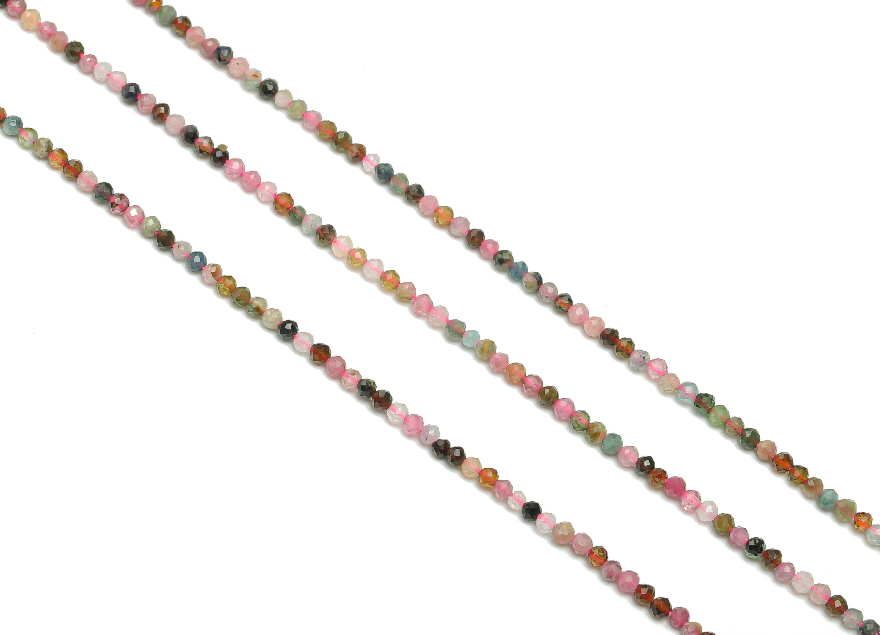 Tourmaline Round Beads 2mm - 15.5 inch - Faceted Round Gemstone Beads - Natural Stone Beads - 2x2m - NS1512 - DOMEDBAZAAR