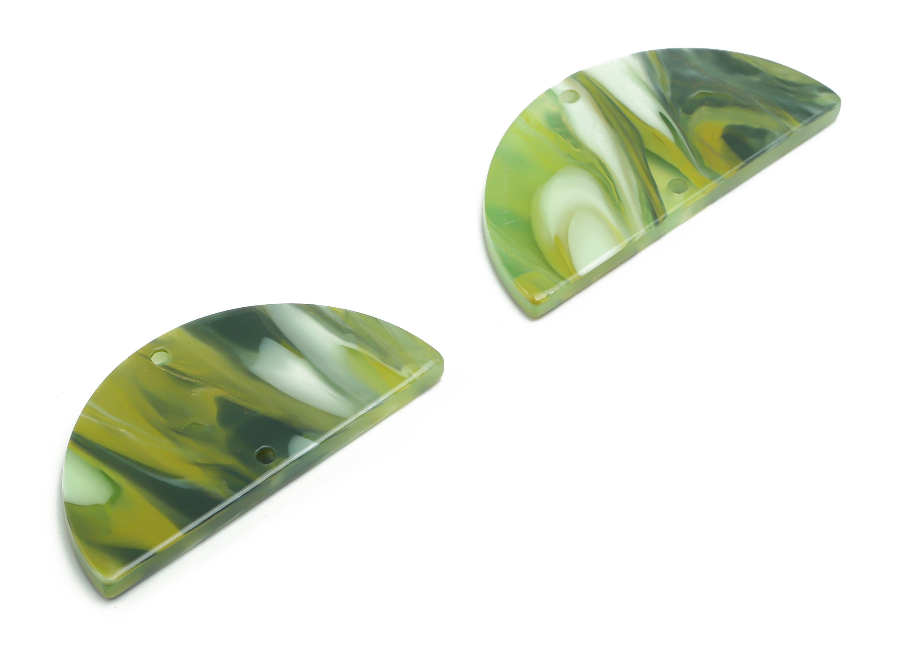 Acrylic Semicircle Earring Connectors - Acrylic Half Moon Charms - Jewelry Supplies - Color Code:A790 - 33.68x16.6x2.49mm - AC1218-A790 - DOMEDBAZAAR