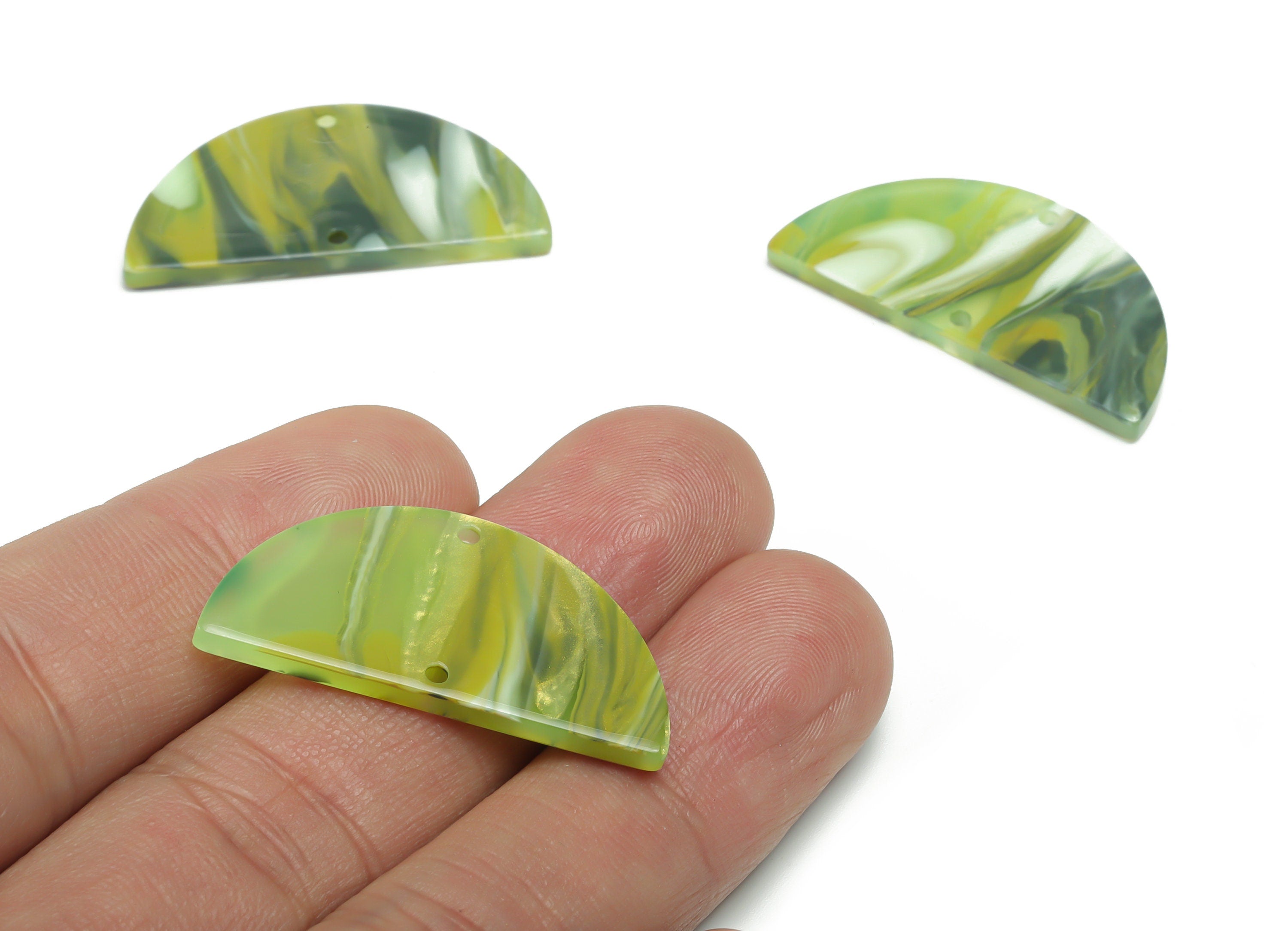 Acrylic Semicircle Earring Connectors - Acrylic Half Moon Charms - Jewelry Supplies - Color Code:A790 - 33.68x16.6x2.49mm - AC1218-A790 - DOMEDBAZAAR