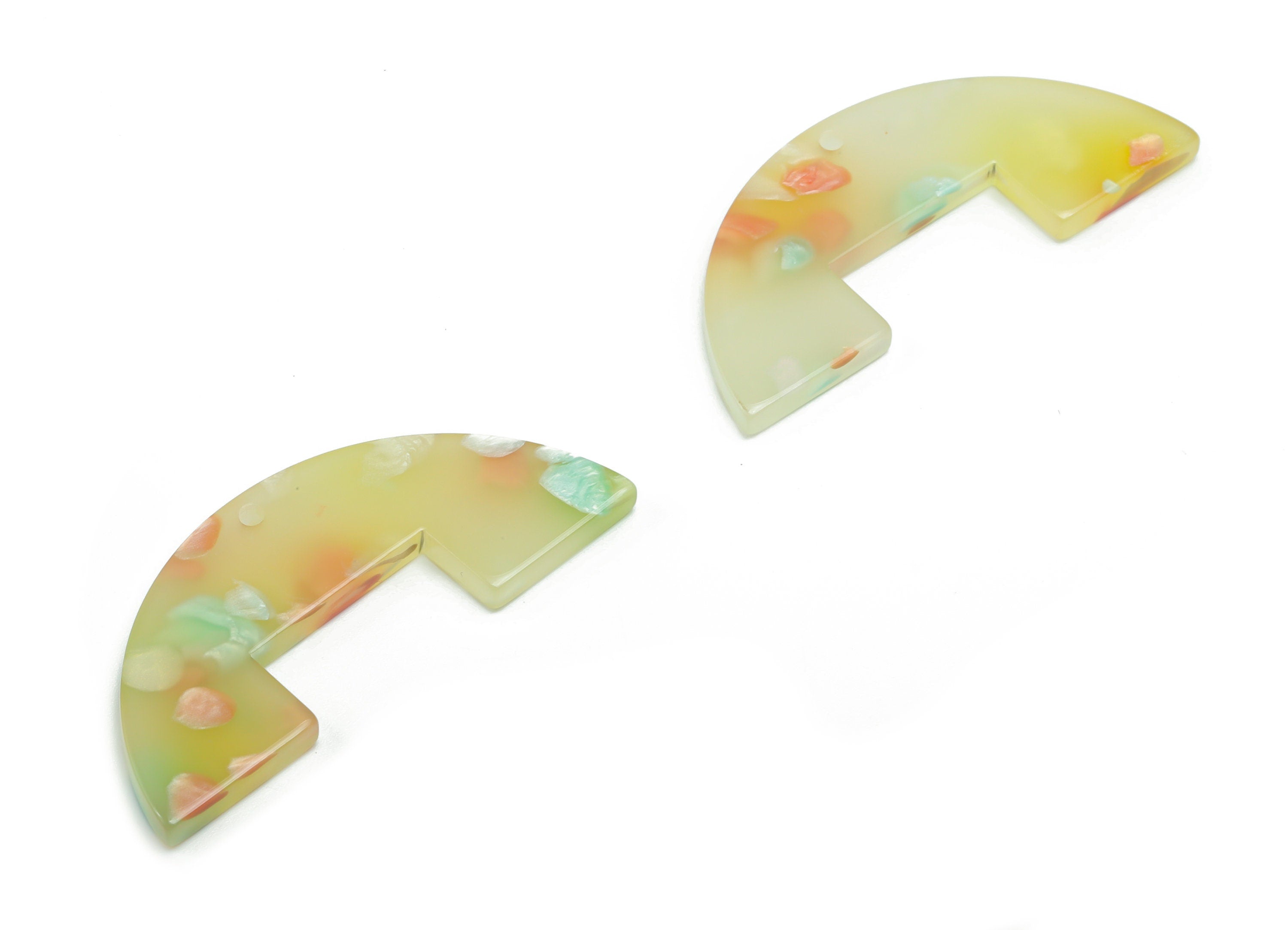 Acrylic Semicircle Earring Charms - Acrylic Half Moon Pendant - Jewelry Making Supplies - Color Code: A759 - 39.7x17.1x2.63mm - AC2372-A759 - DOMEDBAZAAR