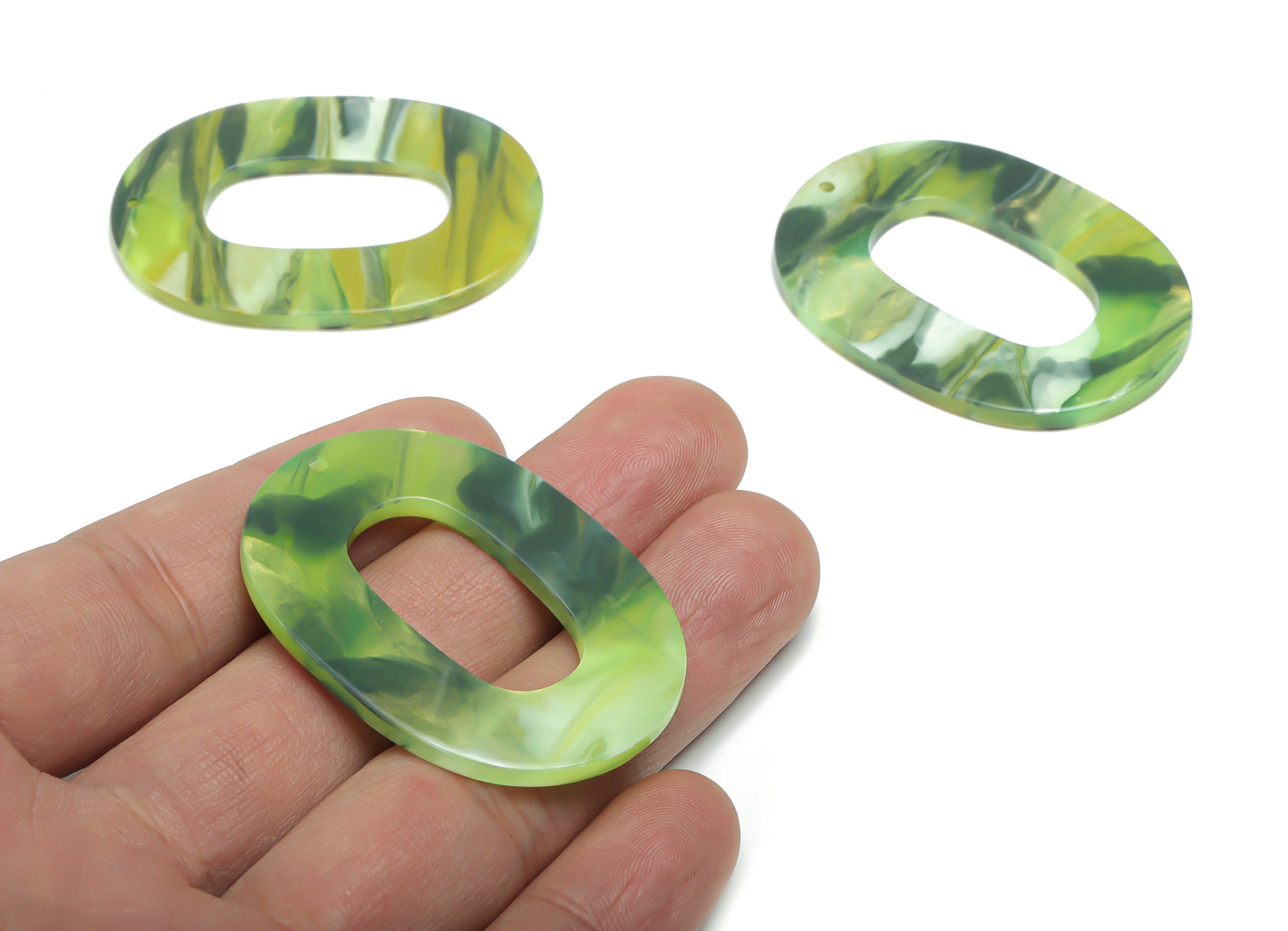 Acrylic Oval Earring Charms - Acrylic Oval Pendant - Jewelry Making Supplies - Color Code: A790 - 46.94x34.43x2.54mm - AC1065-A790 - DOMEDBAZAAR