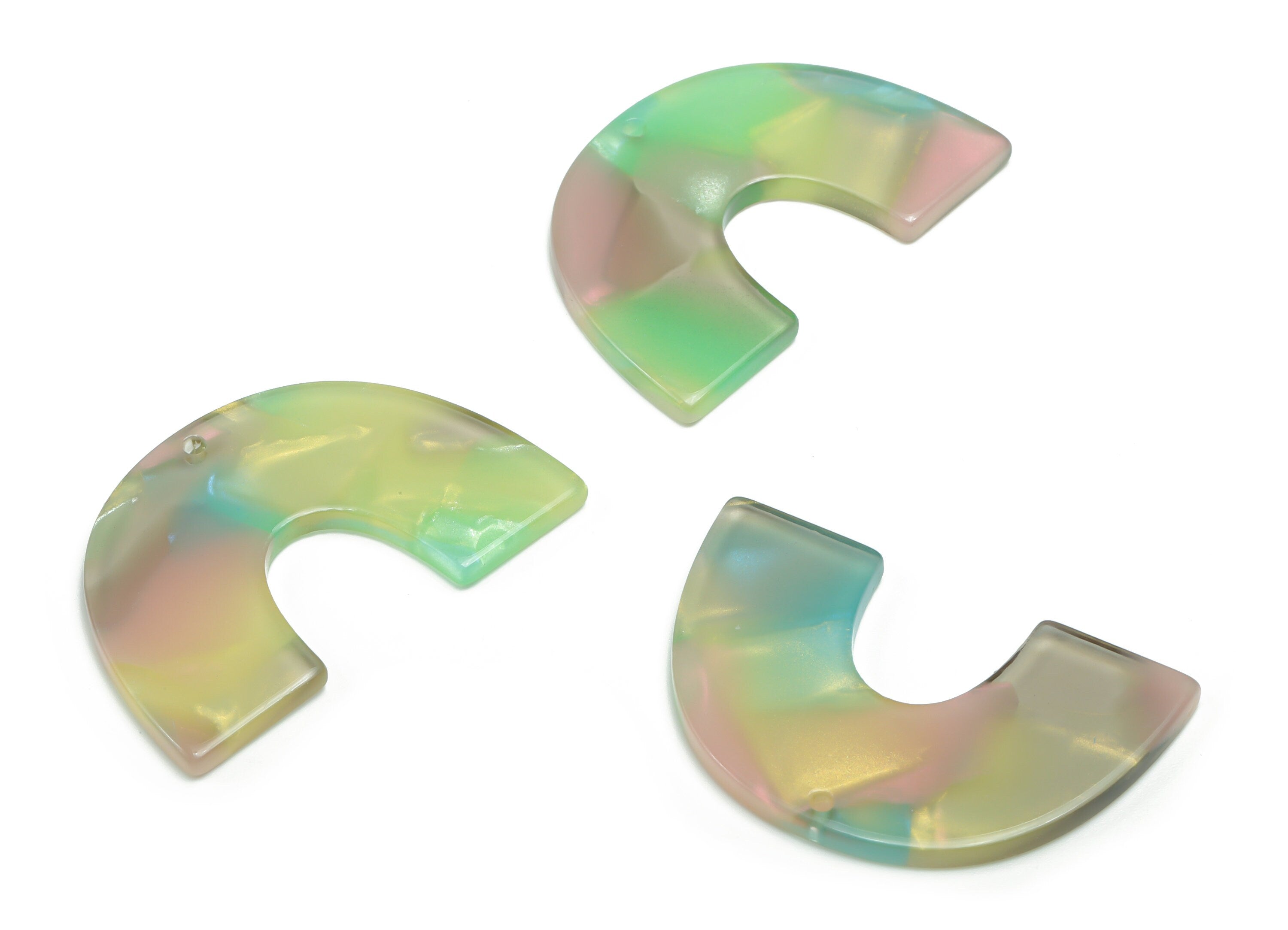 Acetate Semicircle Earring Charms - Acetate U Pendant Findings - Jewelry Supplies - Color Code: A783 - 39.78x26.03x2.57mm - AC2018-A783 - DOMEDBAZAAR