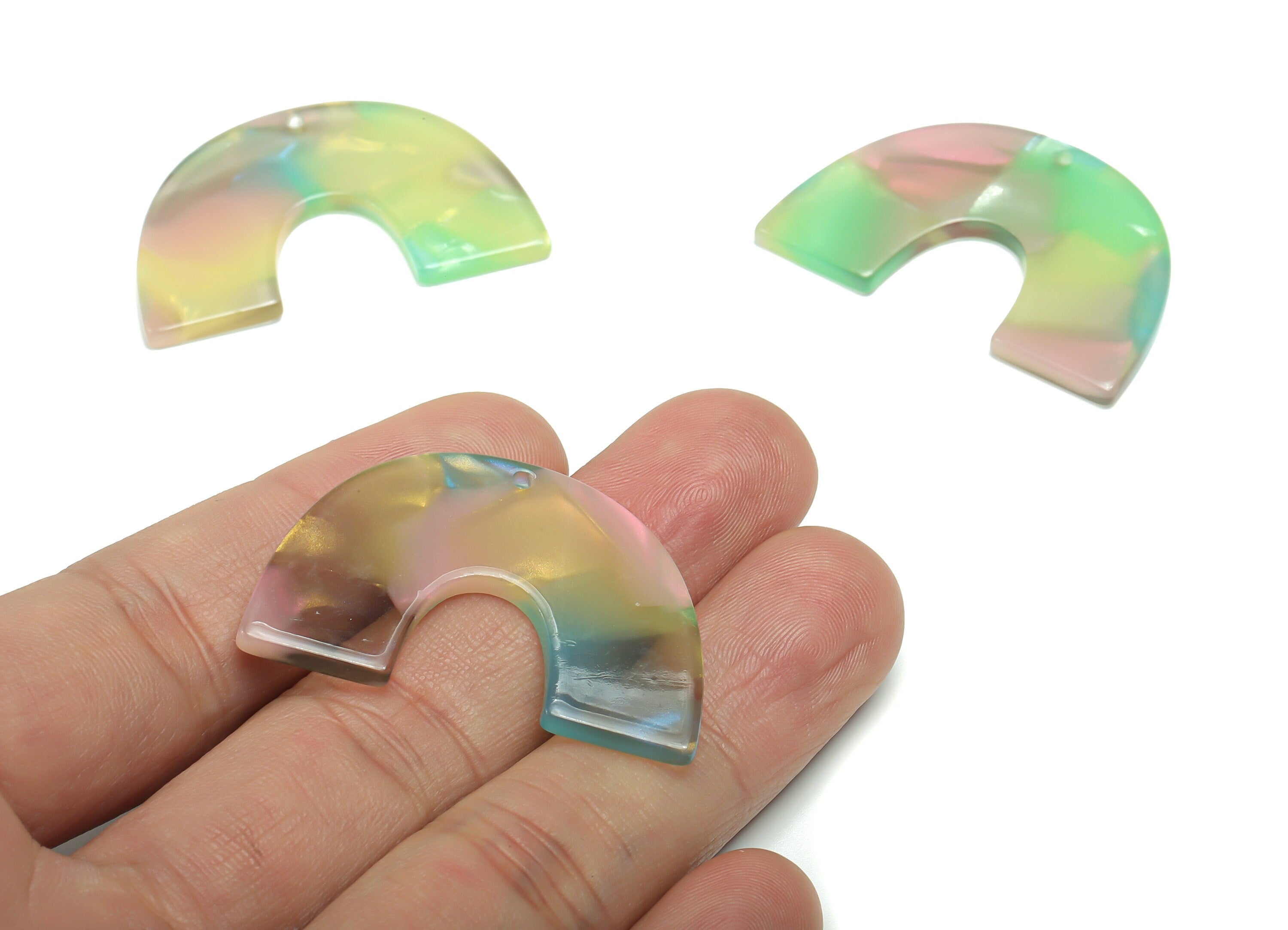 Acetate Semicircle Earring Charms - Acetate U Pendant Findings - Jewelry Supplies - Color Code: A783 - 39.78x26.03x2.57mm - AC2018-A783 - DOMEDBAZAAR