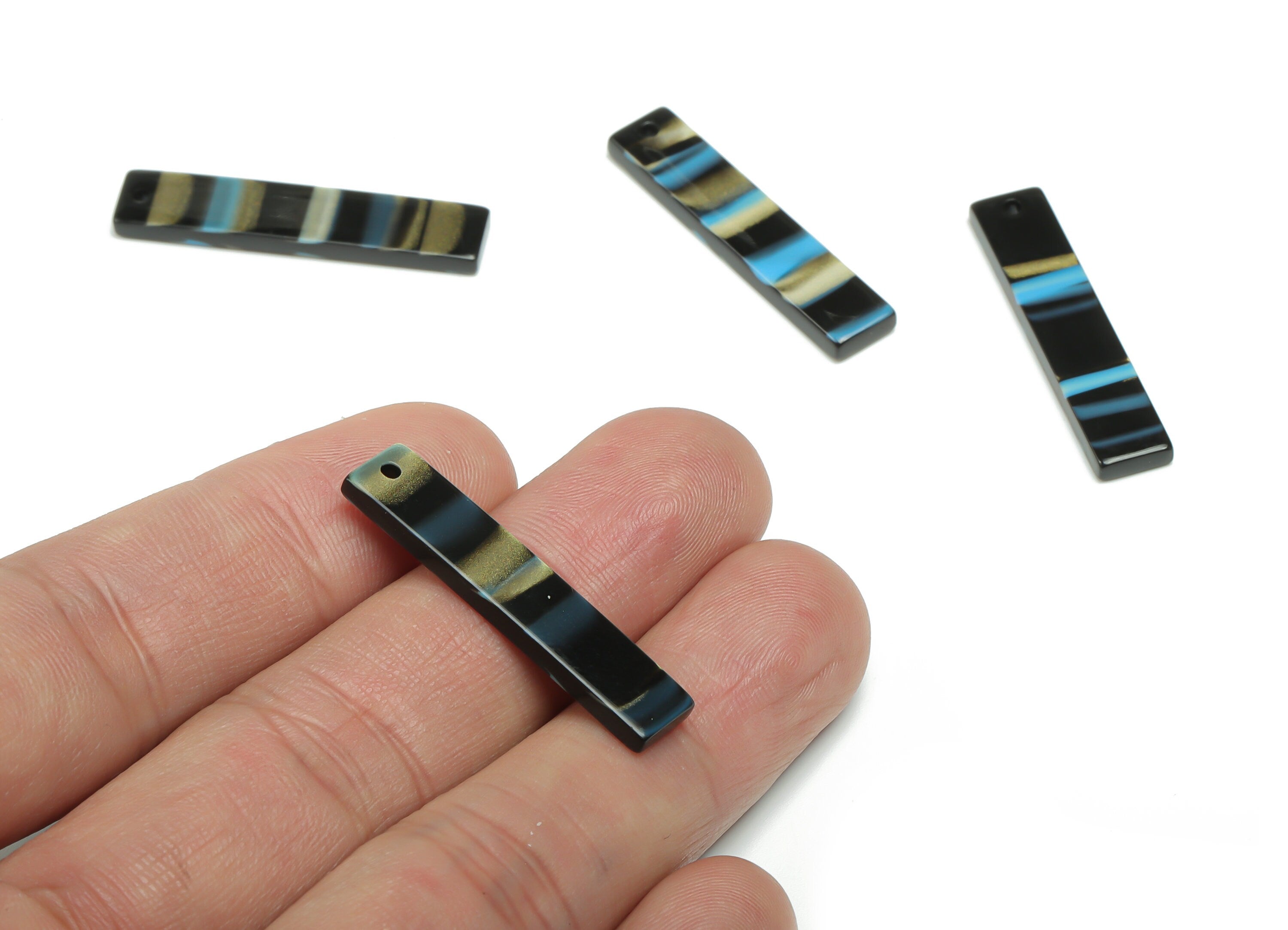 Acrylic Bar Earring Charms - Acrylic Thin Bar Rectangle Pendant - Jewelry Making Supplies - Color Code: A788 - 33.83x7.1x2.4mm - AC1026-A788 - DOMEDBAZAAR