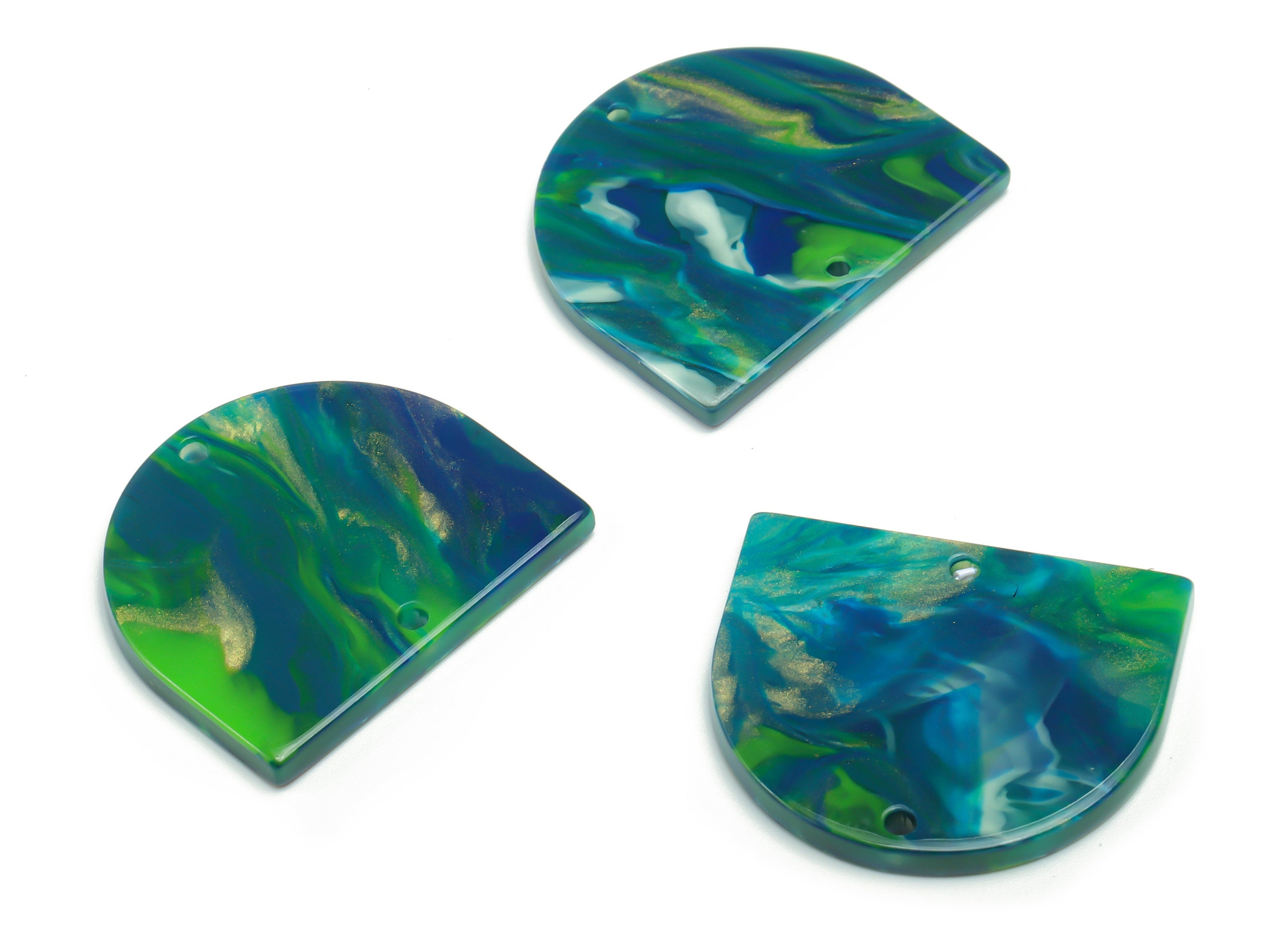 Acrylic Domed Earring Connector - Acrylic D Charms and Pendant - 2 Holes - Jewelry Supplies - Color Code:A775 - 27.8x24.1x2.6mm -AC1323-A775 - DOMEDBAZAAR