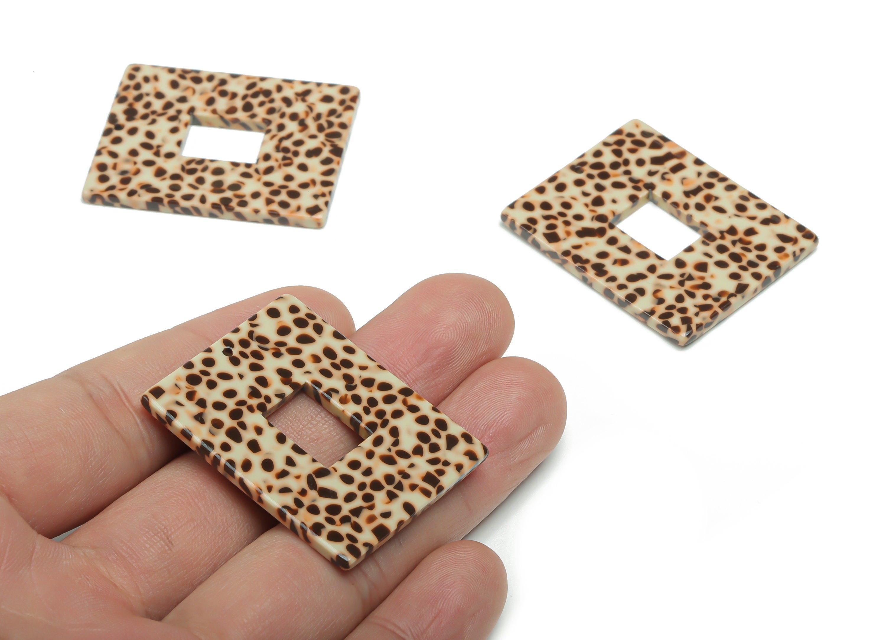 Acetate Rectangle Earring Charms - Acetate Rectangle Pendant Findings - Jewelry Supplies - Color Code: A789 - 39.86x31.8x2.8mm - AC2379-A789 - DOMEDBAZAAR