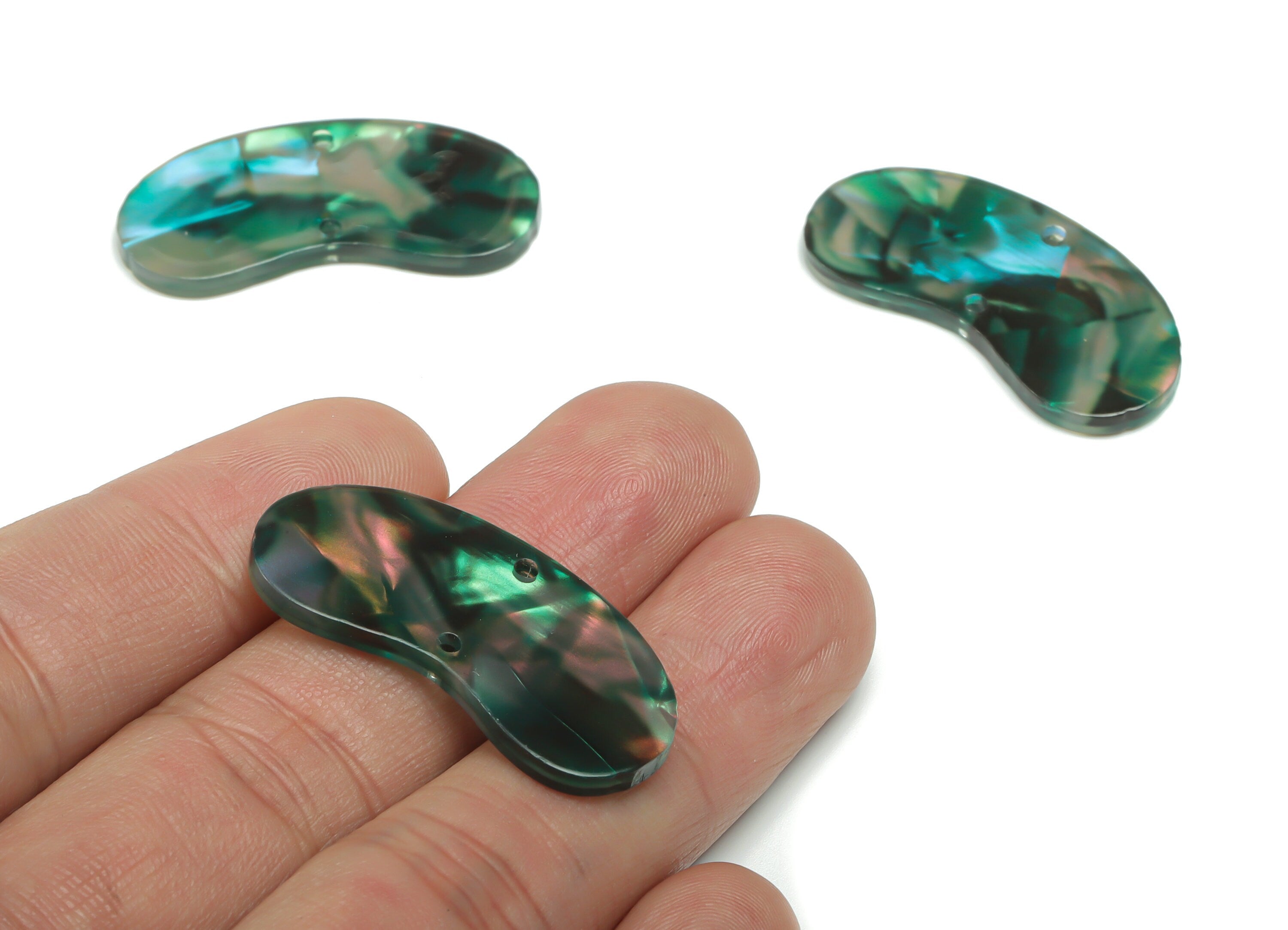 Acrylic Bean Earring Charms - Irregular Connector - Arc Shaped 2 Holes - Jewelry Supplies - Color Code:A757- 35x2.32x2.33mm - AC2370-A757 - DOMEDBAZAAR