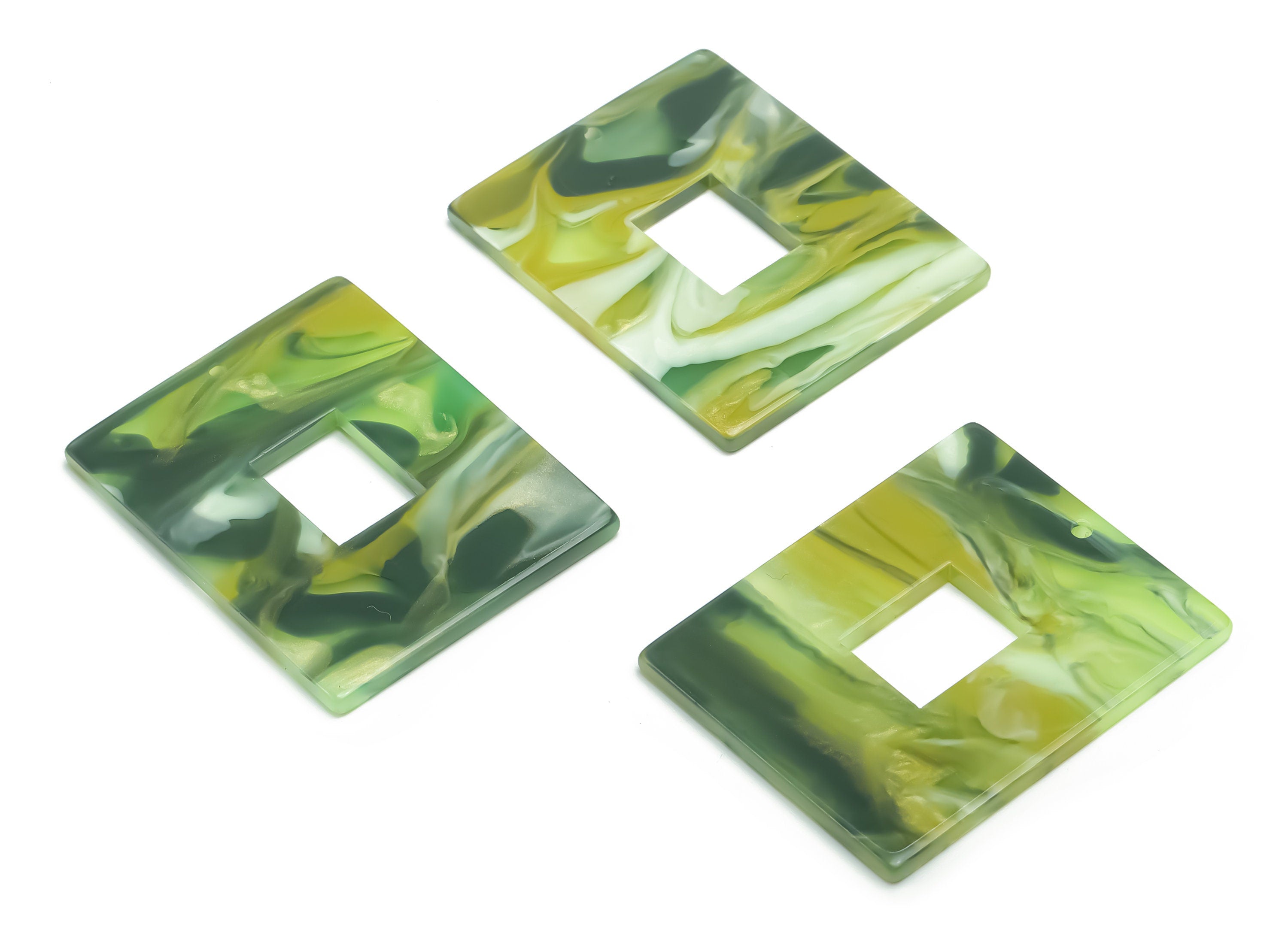 Acrylic Rectangle Earring Charms - Acrylic Rectangle Pendant - Jewelry Making Supplies - Color Code: A790 - 39.77x31.71x2.54mm - AC2379-A790 - DOMEDBAZAAR