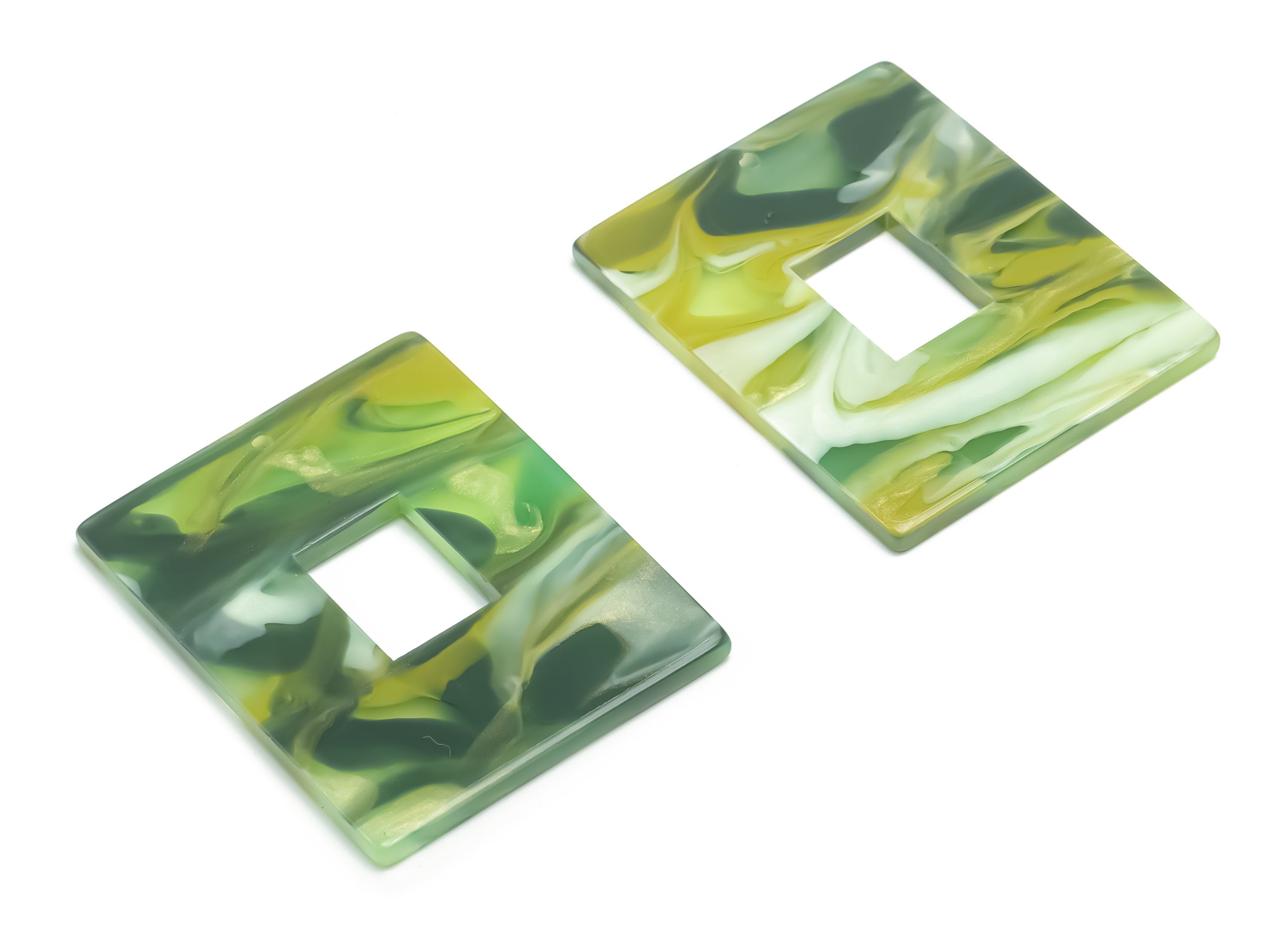 Acrylic Rectangle Earring Charms - Acrylic Rectangle Pendant - Jewelry Making Supplies - Color Code: A790 - 39.77x31.71x2.54mm - AC2379-A790 - DOMEDBAZAAR