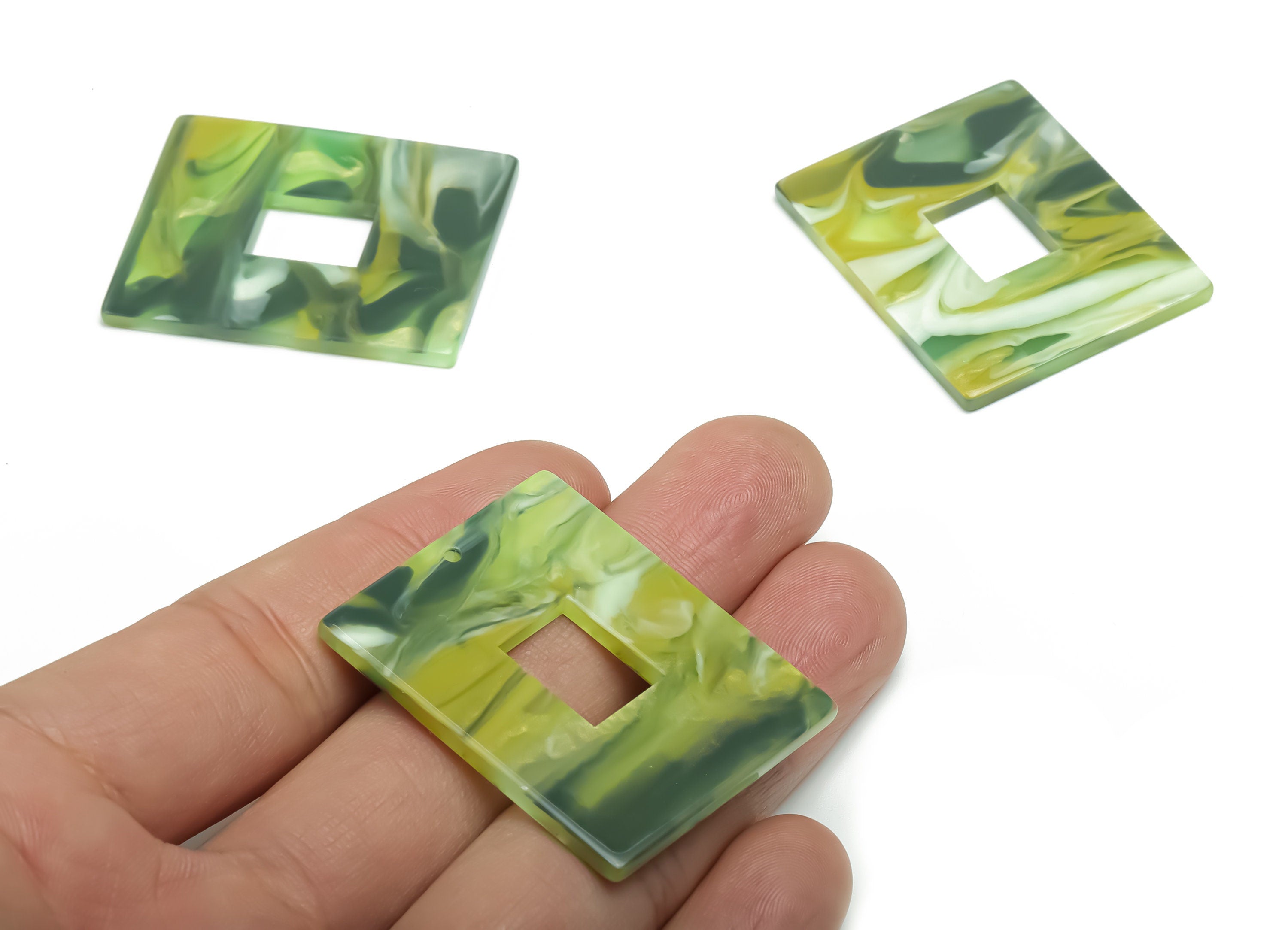 Acrylic Rectangle Earring Charms - Acrylic Rectangle Pendant - Jewelry Making Supplies - Color Code: A790 - 39.77x31.71x2.54mm - AC2379-A790 - DOMEDBAZAAR