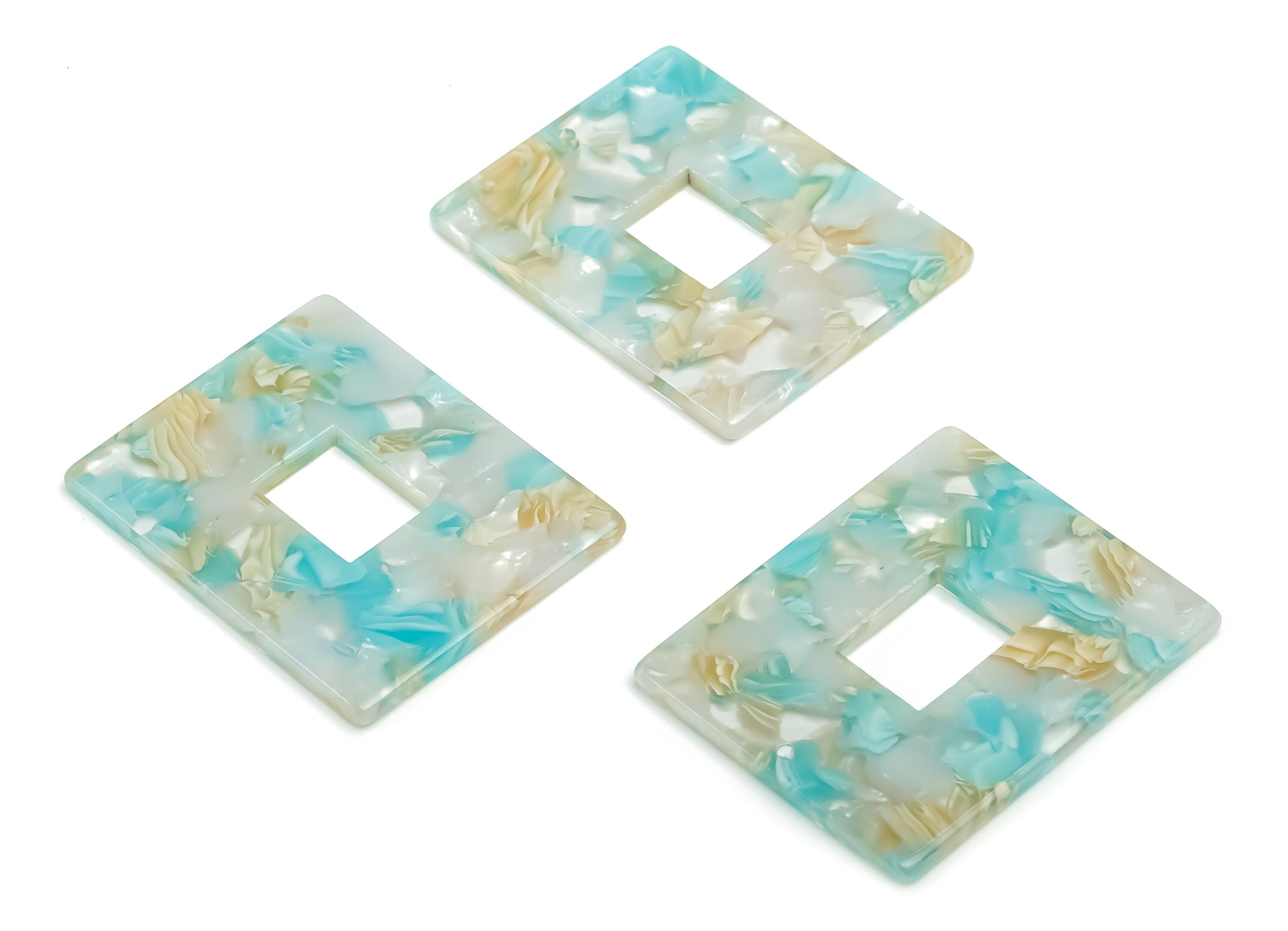 Acetate Rectangle Earring Charms - Acetate Rectangle Pendant Findings - Jewelry Supplies - Color Code: A787 - 39.83x31.8x2.6mm - AC2379-A787 - DOMEDBAZAAR