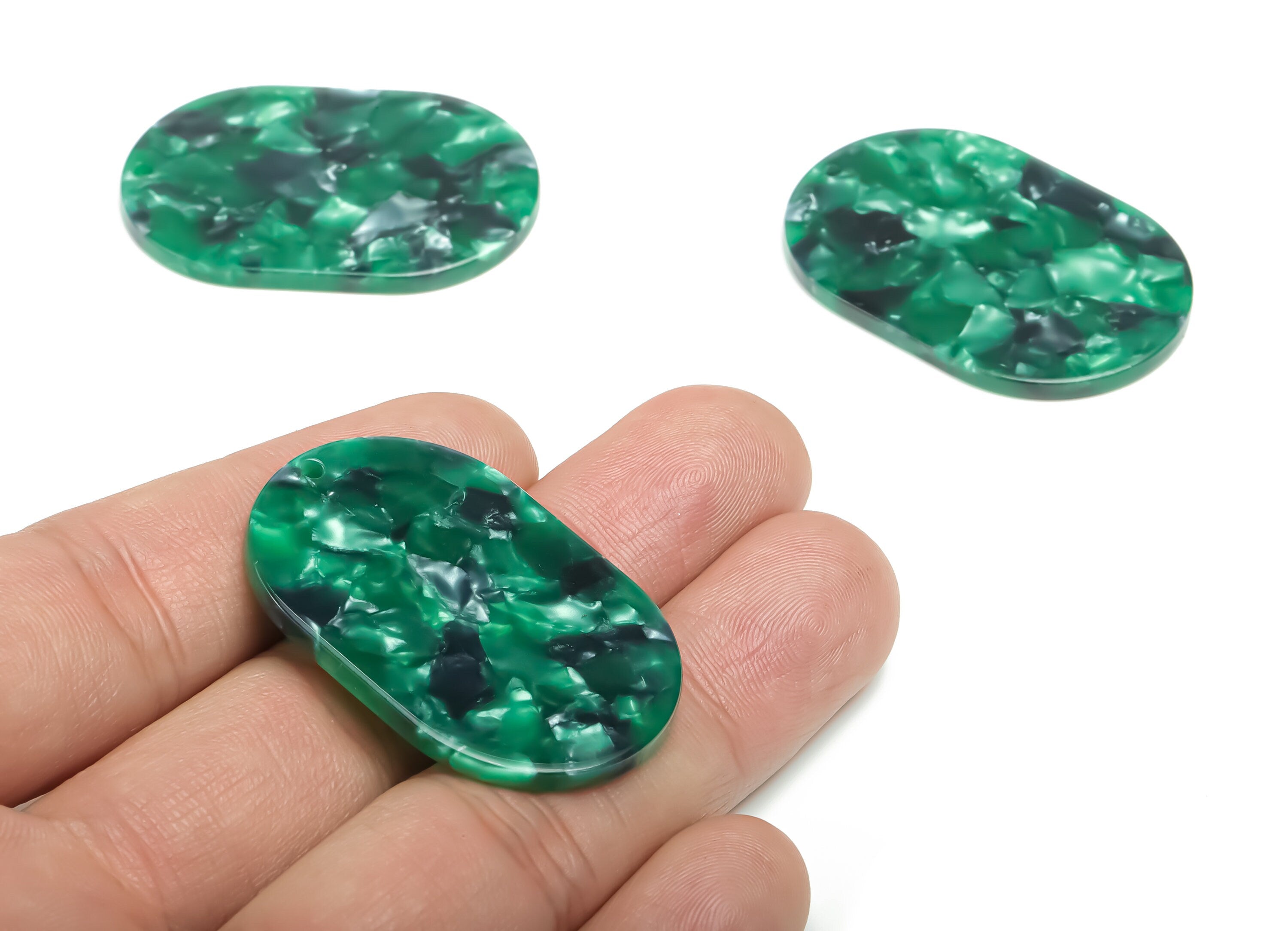 Acetate Oval Earring Charms - Acetate Oval Pendant - Jewelry Making Supplies - Color Code: A13 - 40.2x27.08x2.43mm - AC2371-A13 - DOMEDBAZAAR