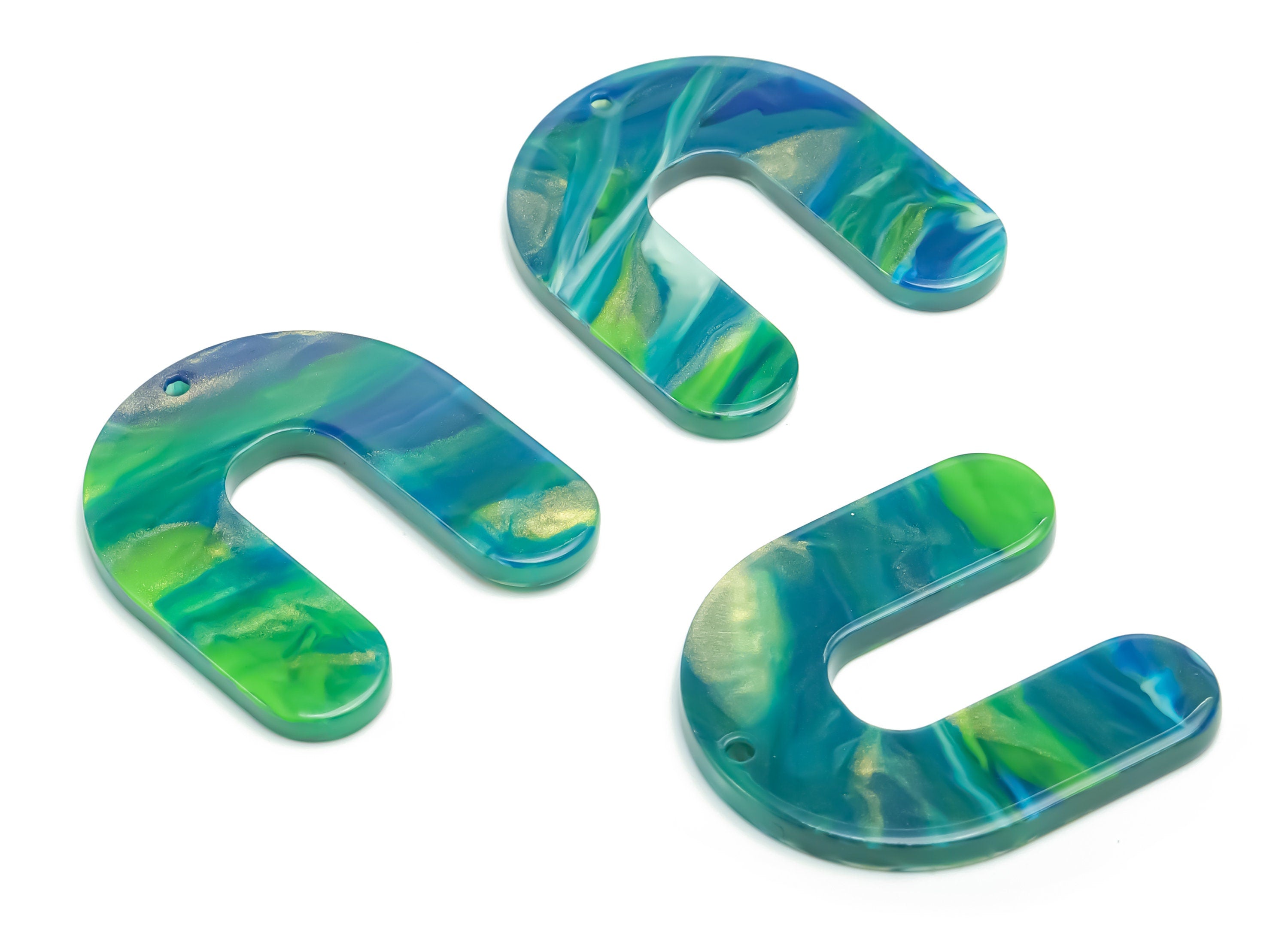 Acrylic U Earring Charms - Acrylic U Pendant - Jewelry Making Supplies - Color Code: A775 - 30.82x27.62x2.61mm - AC2377-A775 - DOMEDBAZAAR