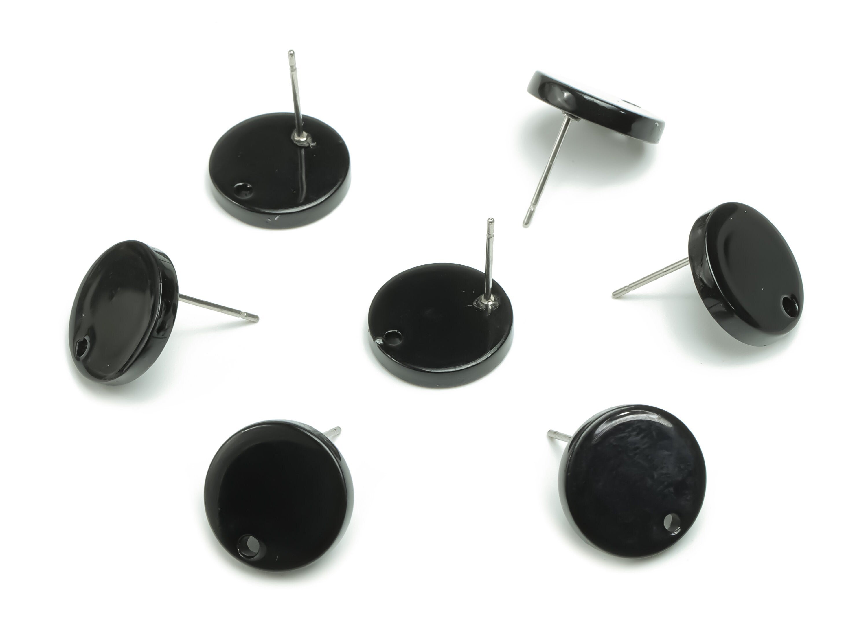 Acetate Round Earring Post - Circle Stud - 316 Stainless Steel Stud - Jewelry Supplies - Color Code: A66 - 13.76x13.85x2.54mm - AC1204-A66 - DOMEDBAZAAR