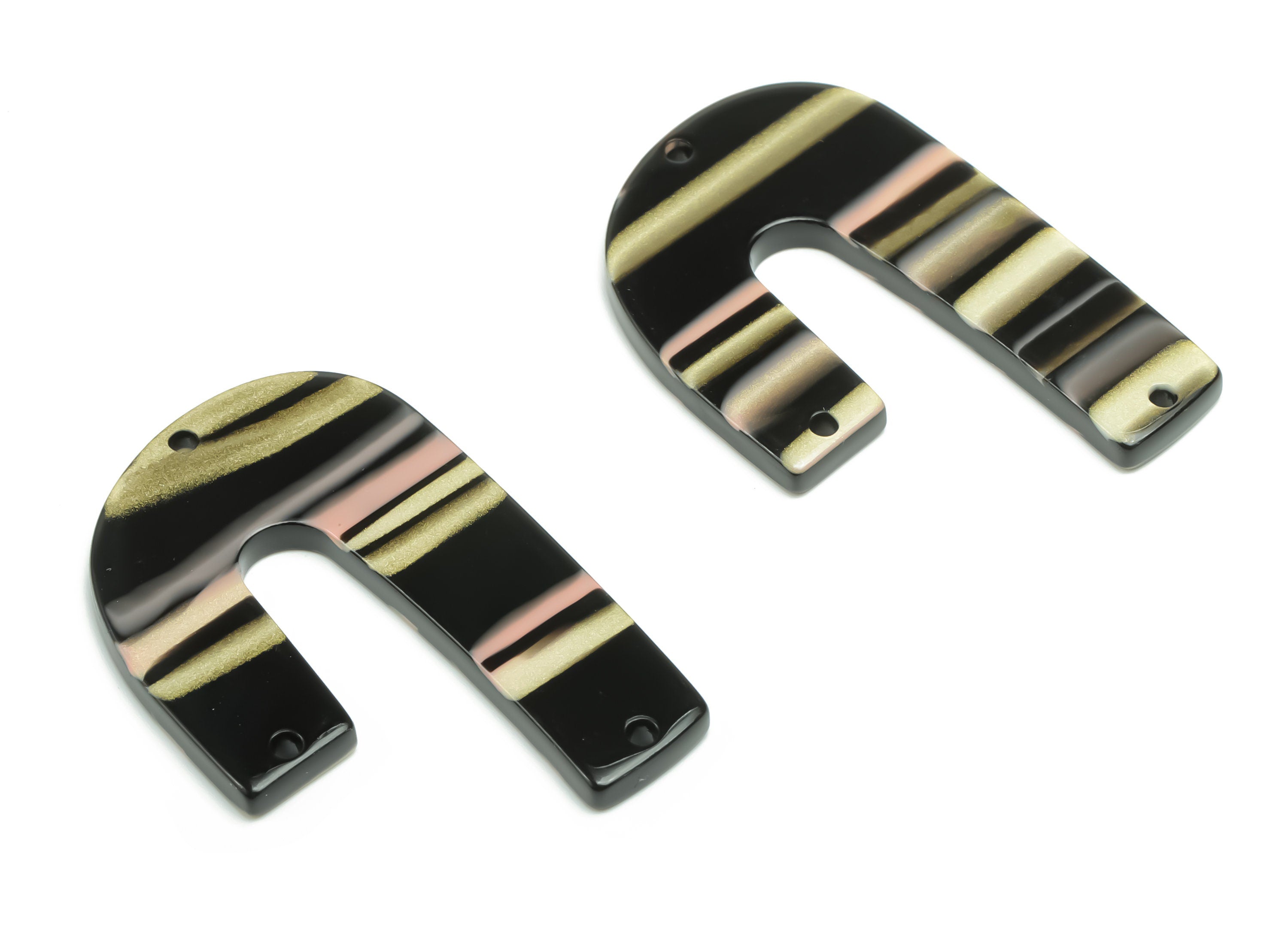 Acrylic J Earring Connectors - Acrylic U Charms and Pendant - 3 Holes - Jewelry Supplies - Color Code:A780 - 39.88x25.92x2.5mm - AC2376-A780 - DOMEDBAZAAR