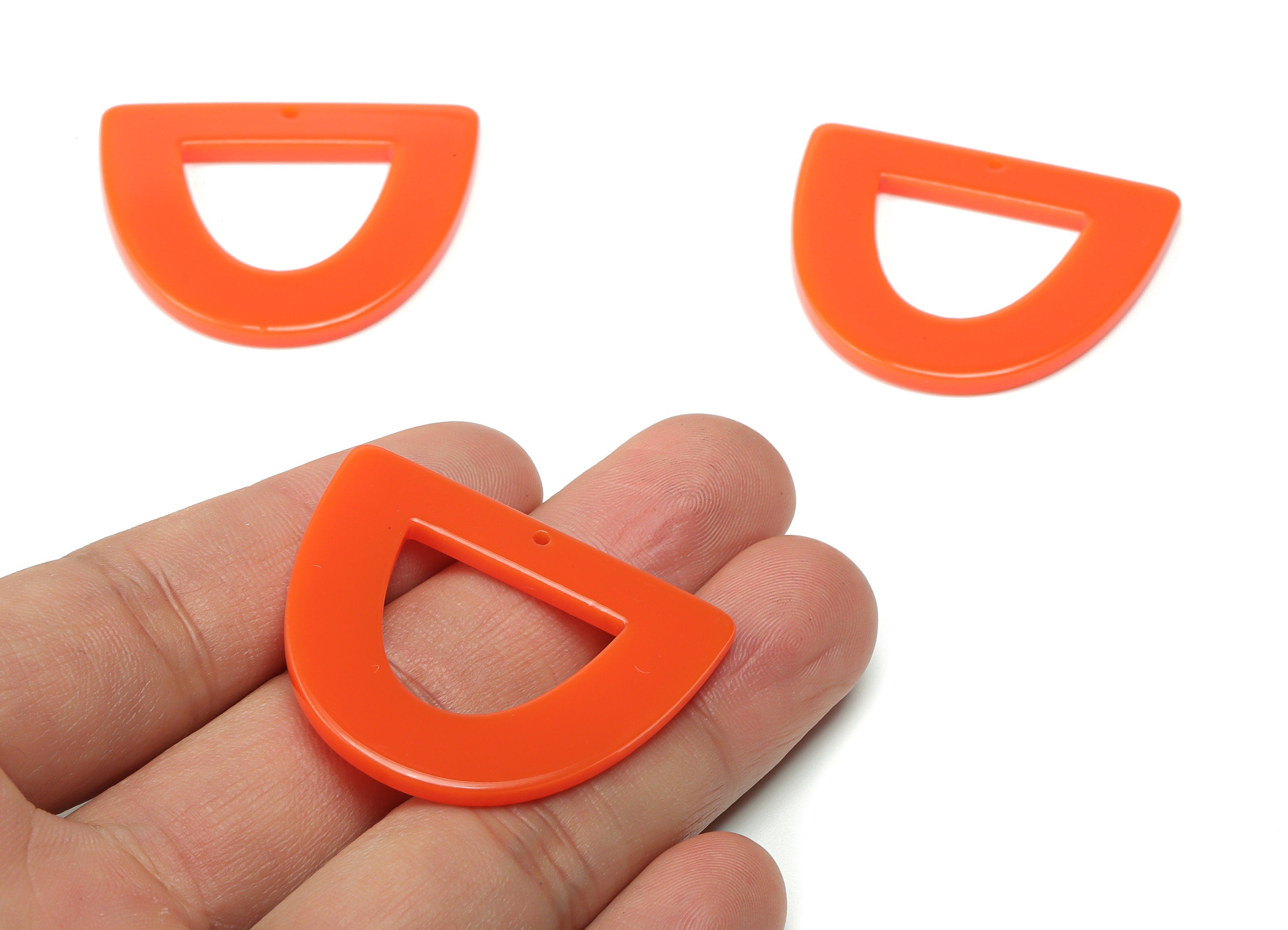 Acrylic D Earring Charms - Acrylic Half Ellipse Pendant - Jewelry Making Supplies - Color Code: A733 - 39.07x34.22x2.75mm - AC2327-A733 - DOMEDBAZAAR